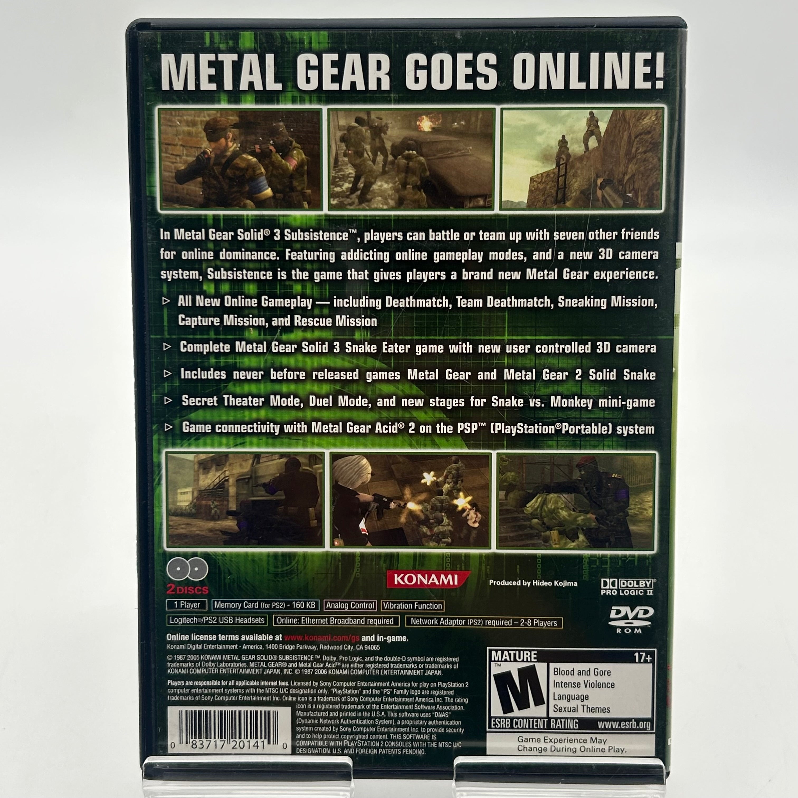 Playstation 2 Metal Gear Solid 3 Subsistence w/ Case & Manual
