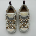 Gucci FlashTrek White Sneakers Women 6.5 Crystal Straps Authentic