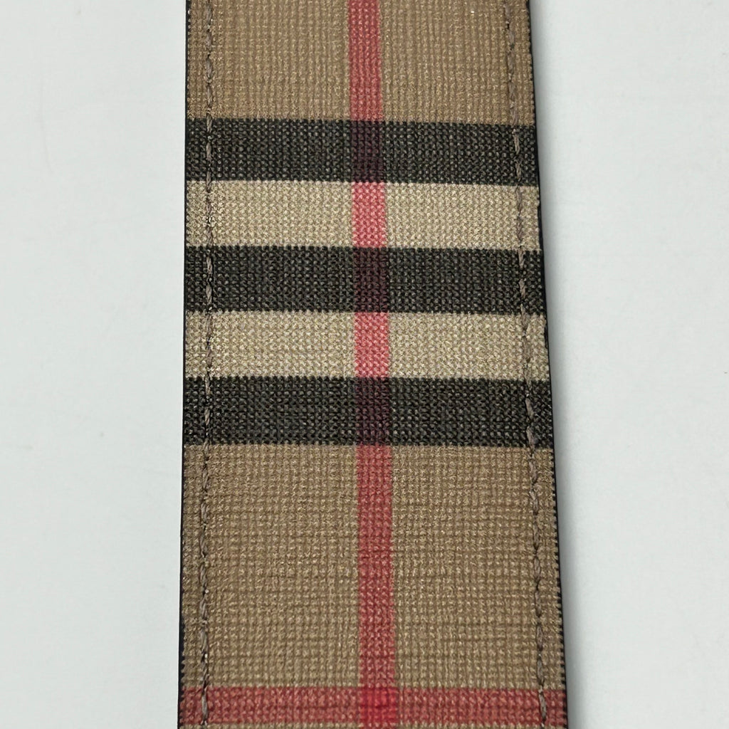 Burberry TB Monogram Reversible Belt Archive Beige Check Black Leather 40/100 Italy
