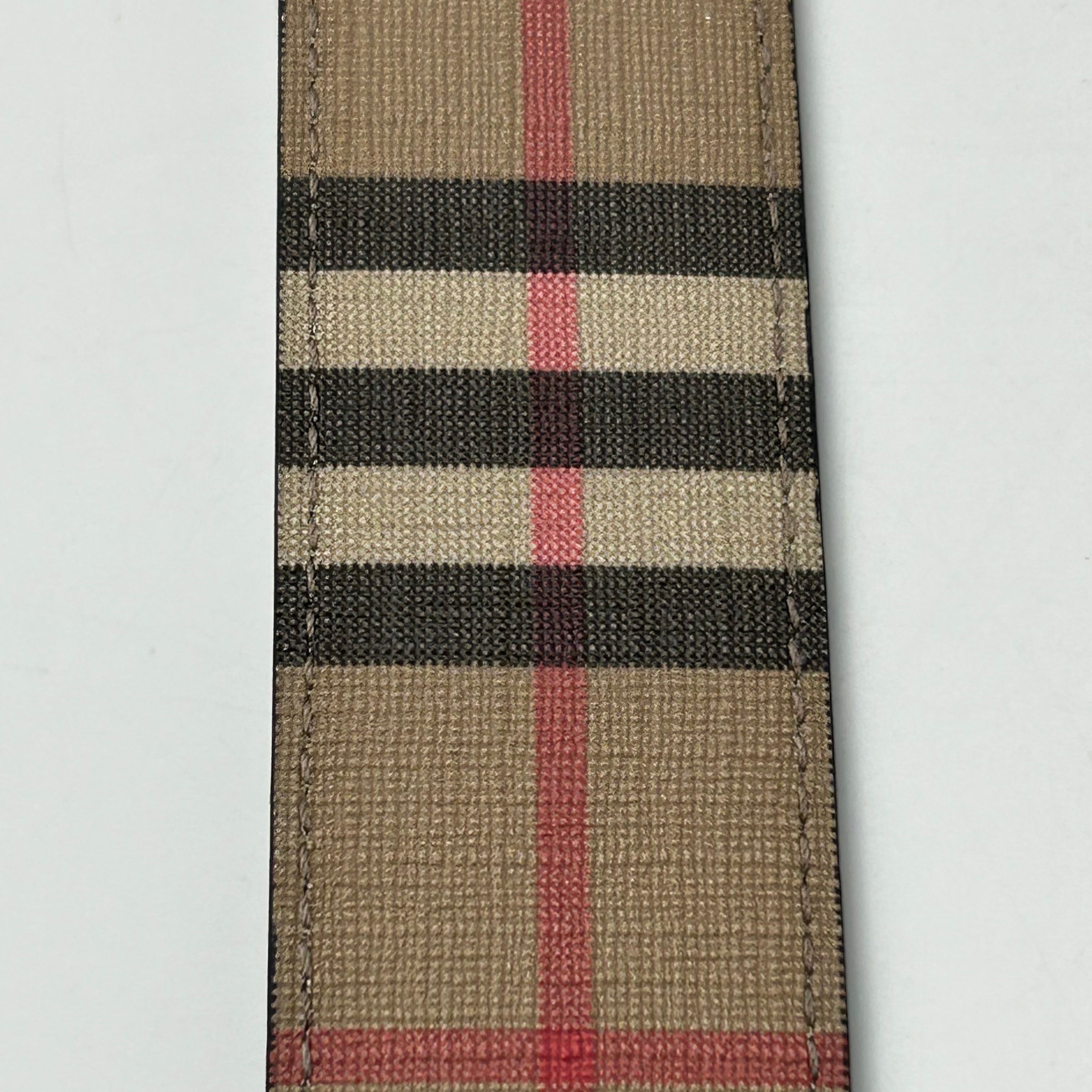 Burberry TB Monogram Reversible Belt Archive Beige Check Black Leather 40/100 Italy