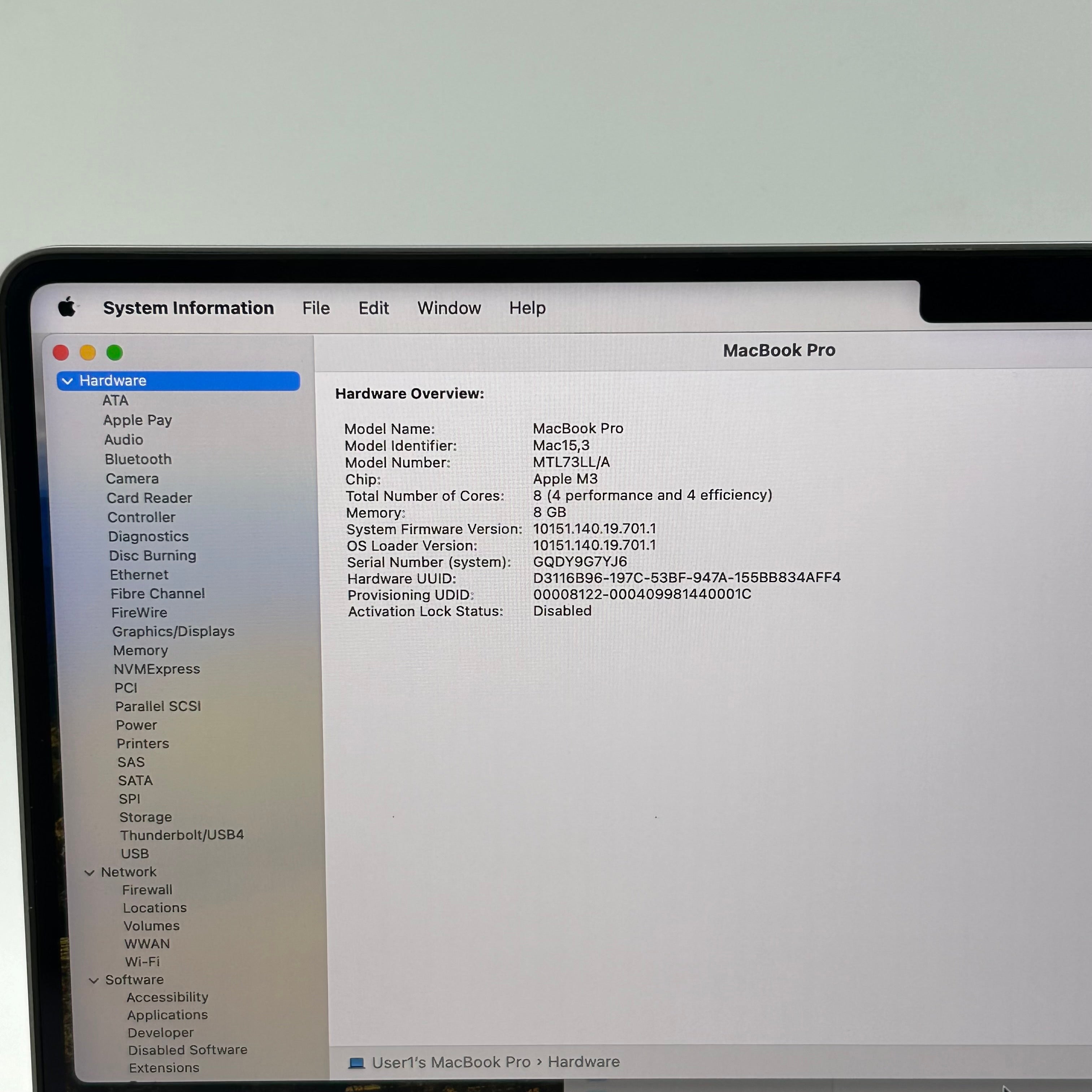 2023 Apple MacBook Pro 14" M3 8GB RAM 512GB SSD MTL73LL/A A2918 Space Gray