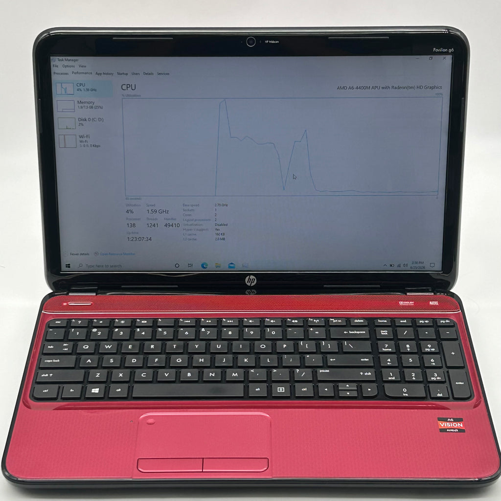 HP Pavilion G6 15.6-Inch Laptop | AMD A6-4400M APU| 8GB RAM| 1TB HDD| Red w/ Charger
