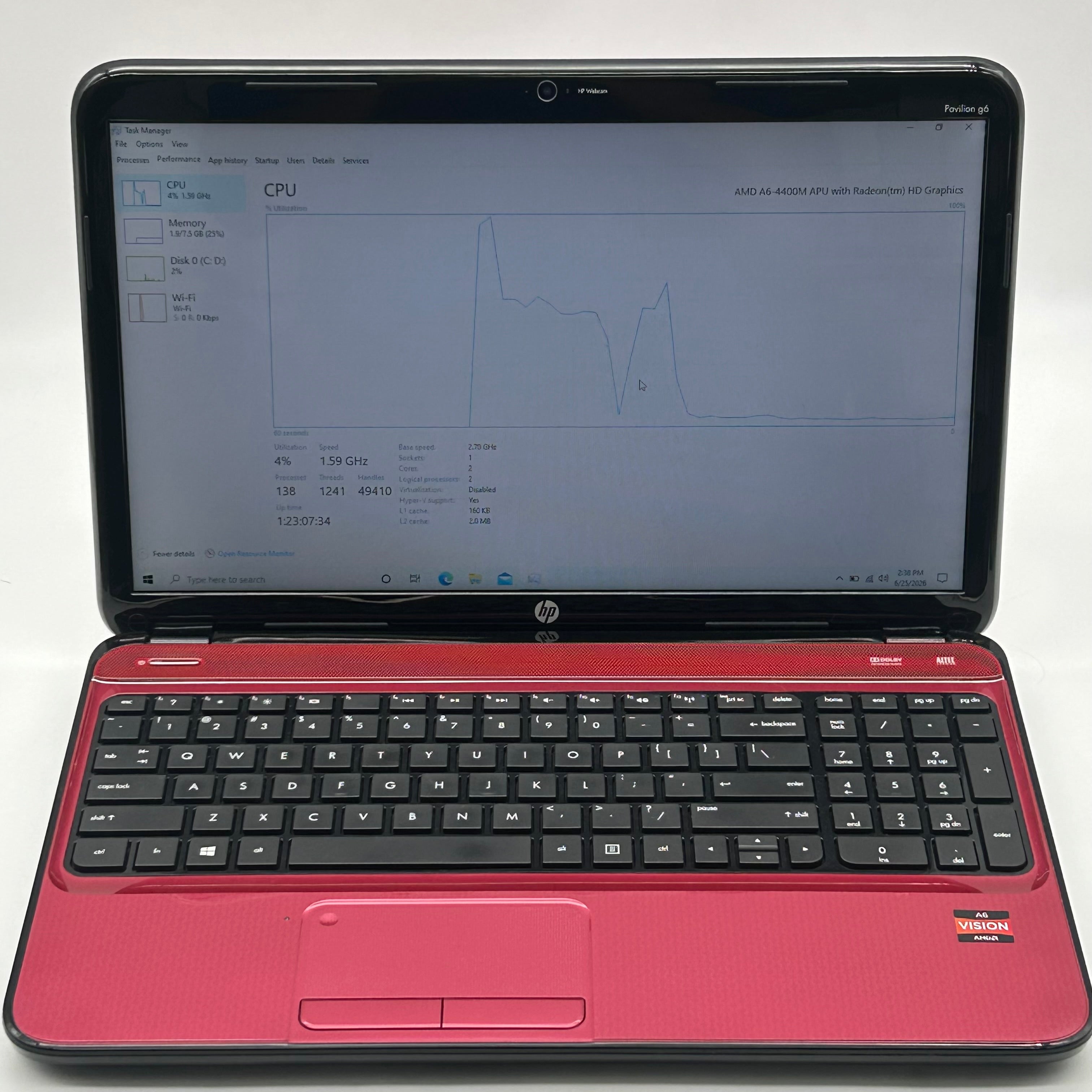 HP Pavilion G6 15.6-Inch Laptop | AMD A6-4400M APU| 8GB RAM| 1TB HDD| Red w/ Charger