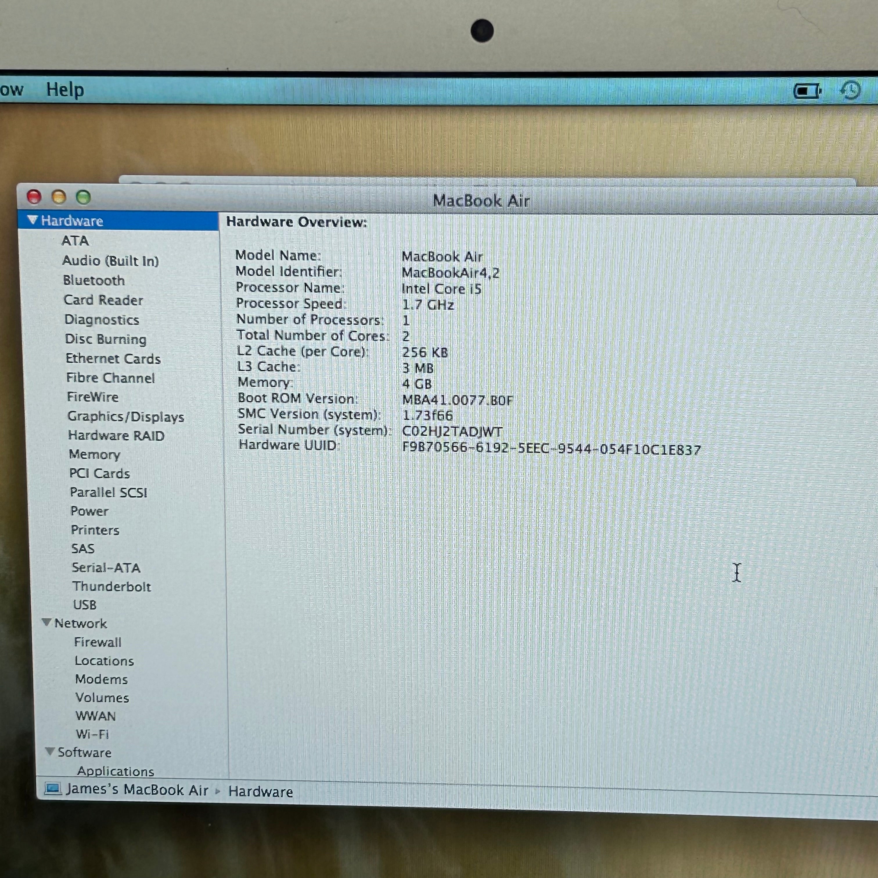 Apple MacBook Air 13", 128GB SSD, Intel Core i5 5th. Gen., 1.7GHz, 4GB RAM