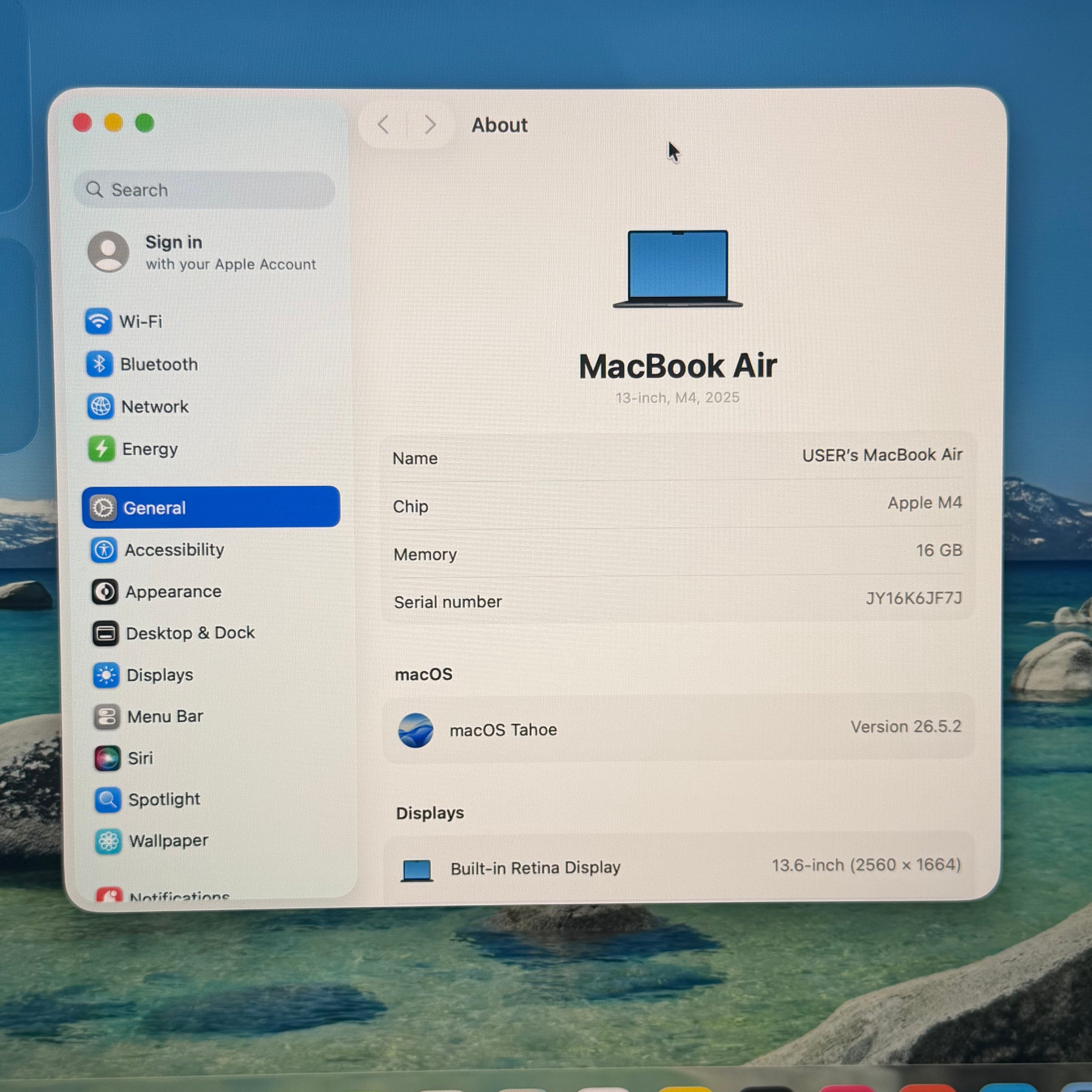Apple MacBook Air 13" M4 16GB RAM 256GB SSD A3240 2025 Blue 100% Battery