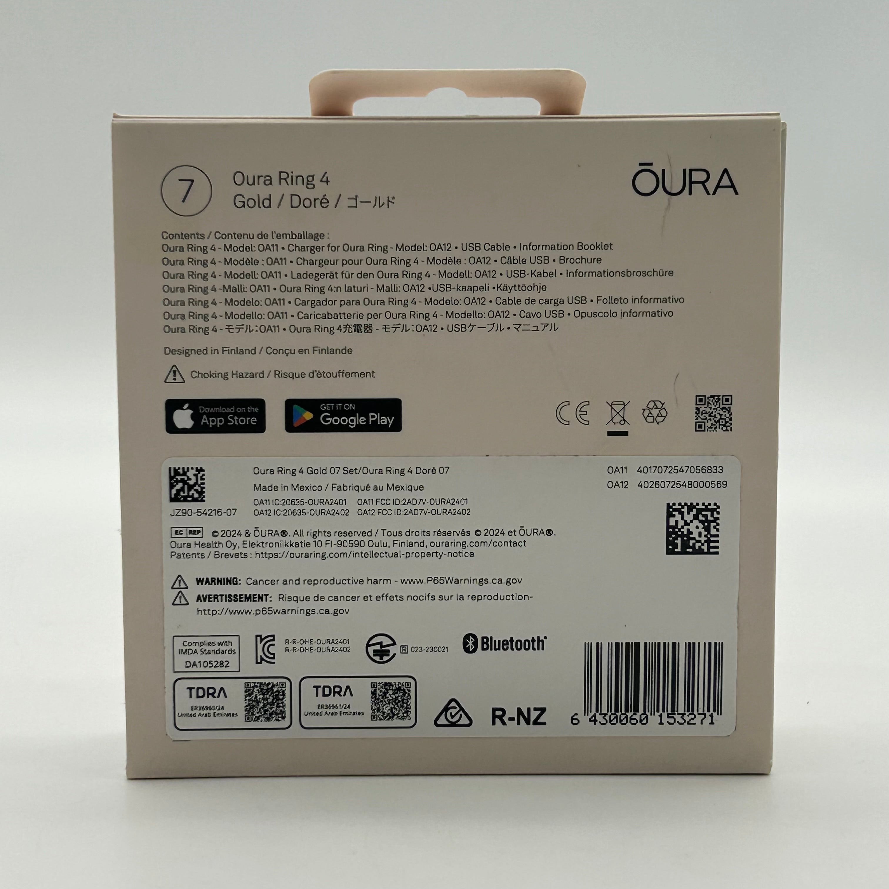 Oura Ring 4 - Size 7 (Gold) w/ Charging Base & Box
