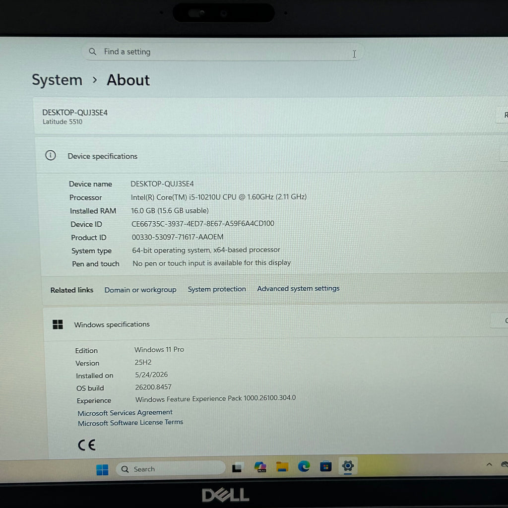 Dell Latitude 5510 15.6" i5-10210U 16GB RAM 256GB SSD Win10 Charger Mouse READ