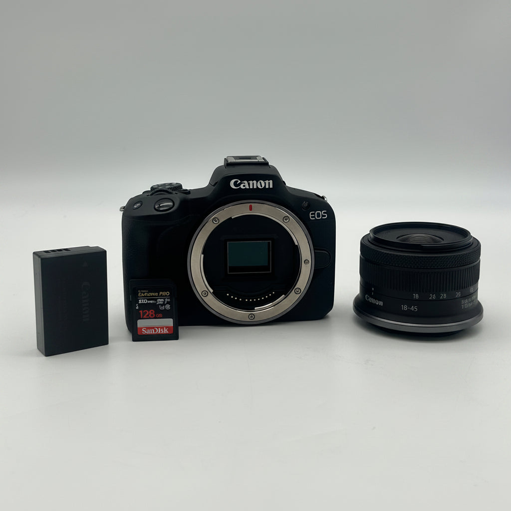 Canon EOS R50 Mirrorless Camera in Black w/ RF-S 18-45mm F4.5-6.3 IS STM Lens