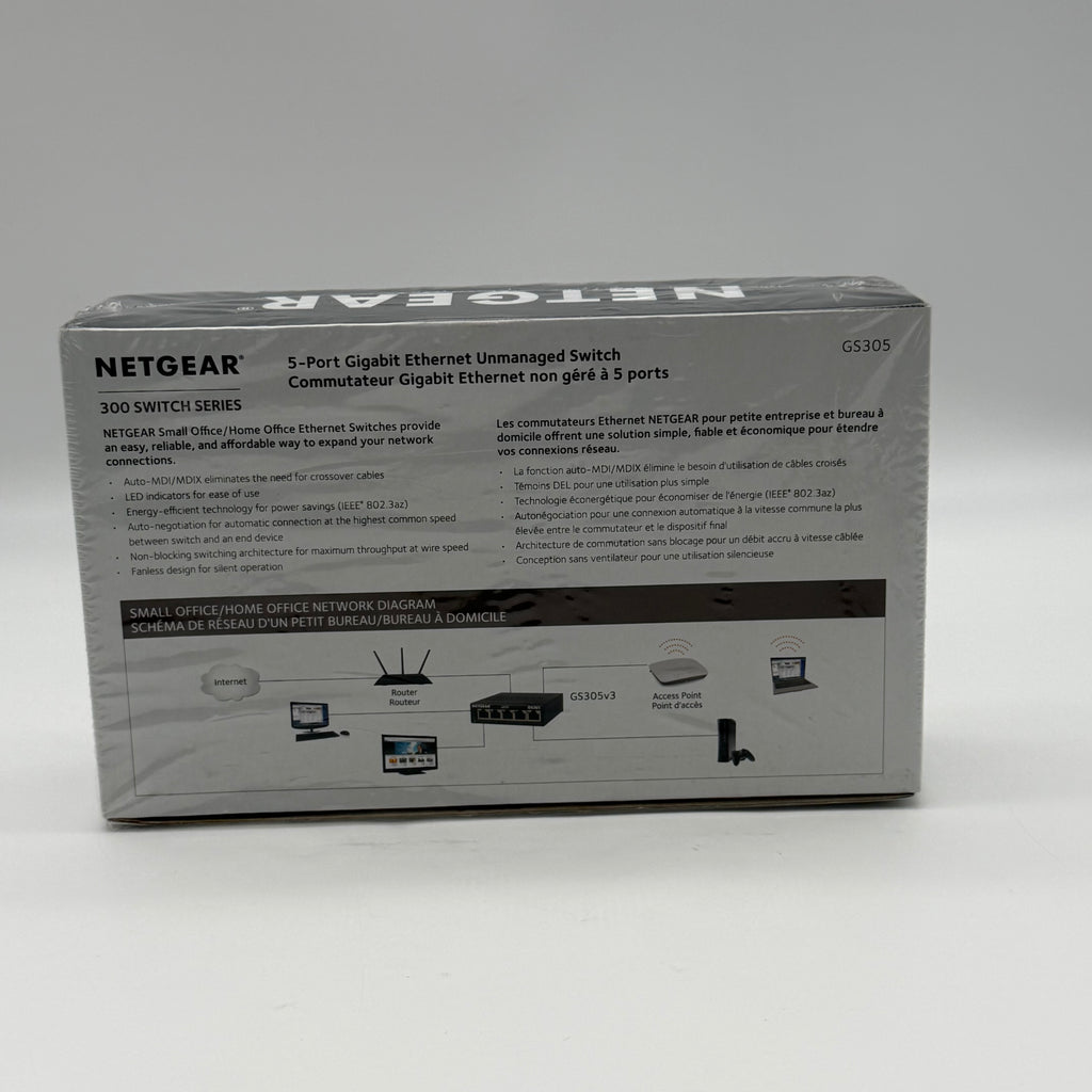 NETGEAR GS305 300 Series 5-Port Gigabit Unmanaged Ethernet Switch RJ-45 NIB