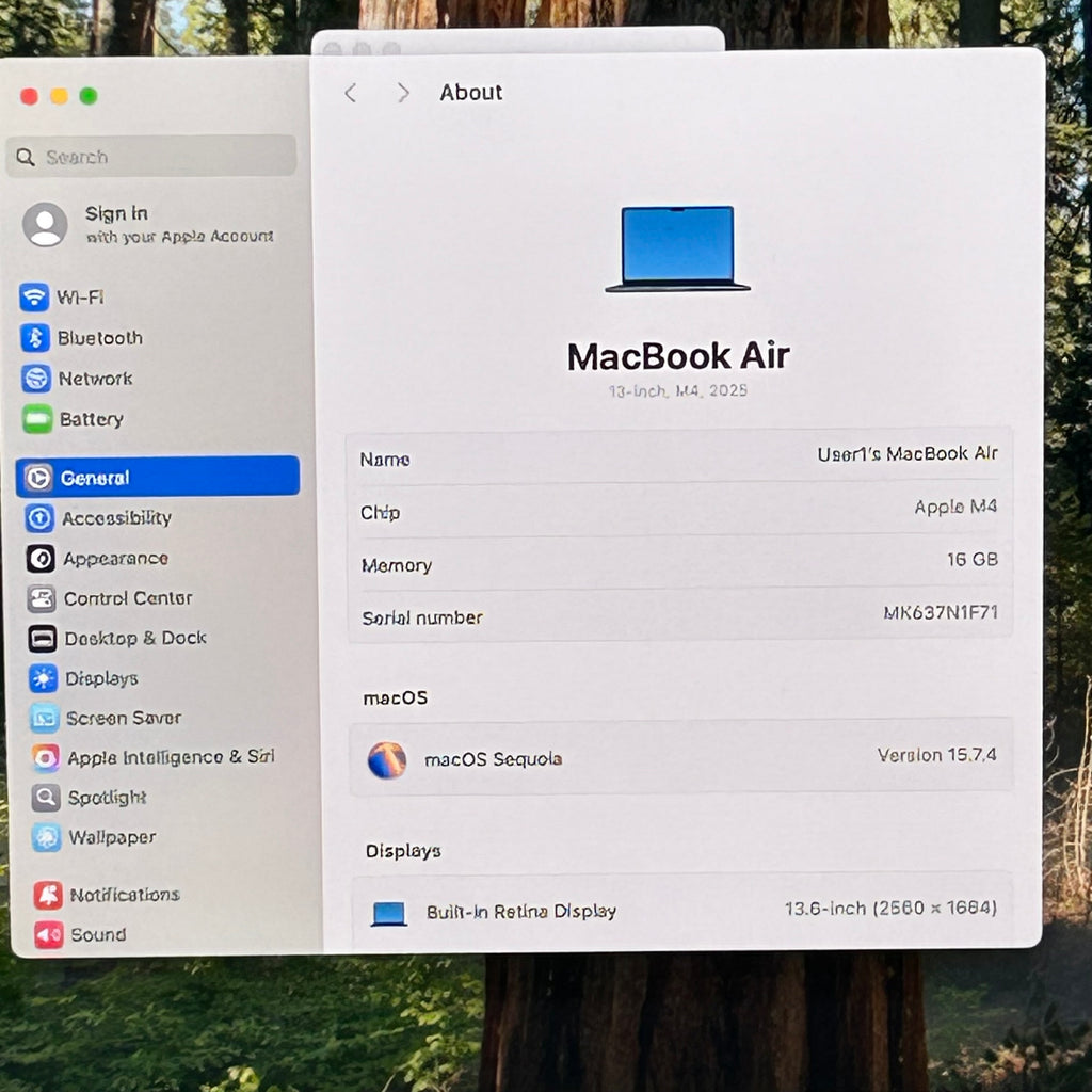 Apple MacBook Air 13-inch M4 A3240 16GB RAM 256GB w/ Cable + Warranty