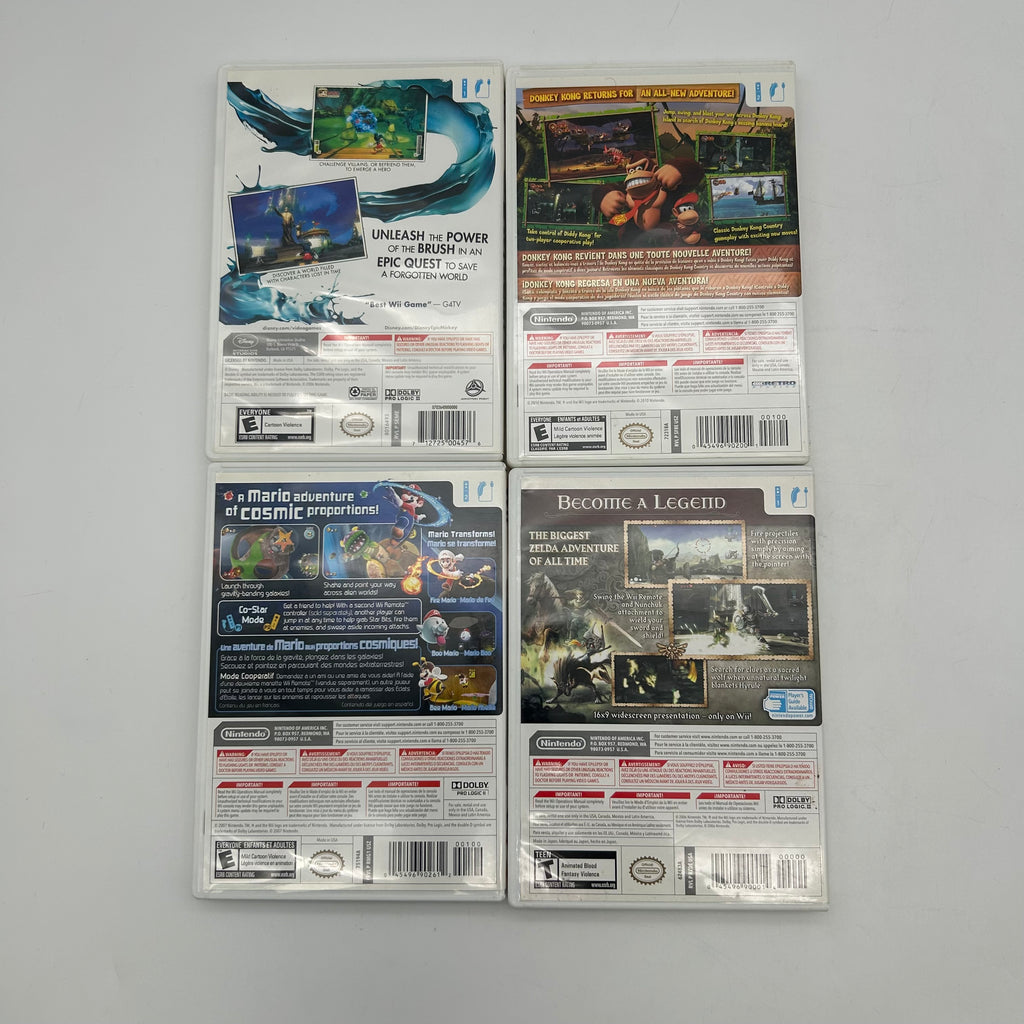 Nintendo Wii RVL-001 Home Console Bundle With 2 Controllers, 4 Games, and Cables