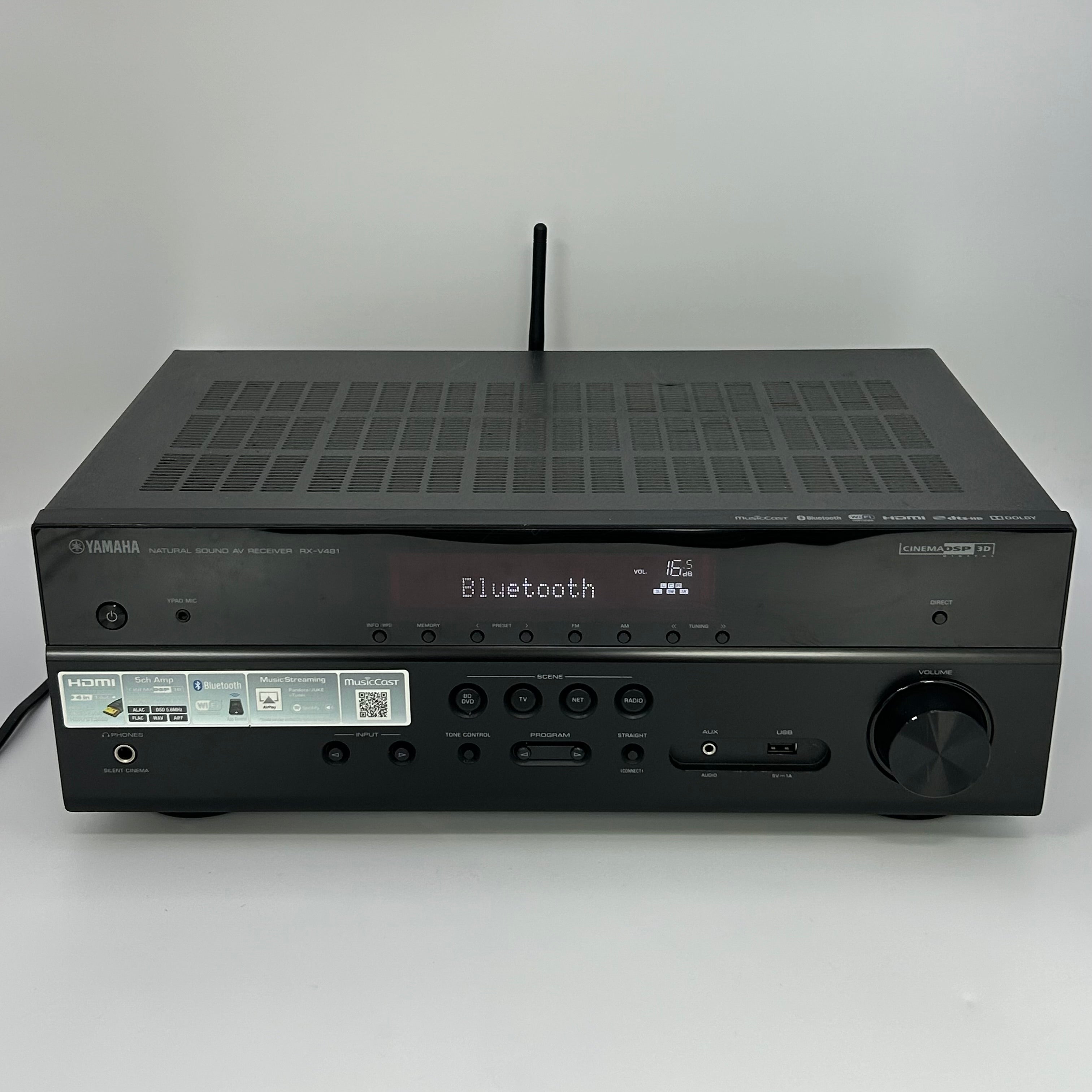 Black Yamaha RX-V481 5.1 Channel AV Receiver Wi-Fi Bluetooth Home Theater - Untested - Parts Only