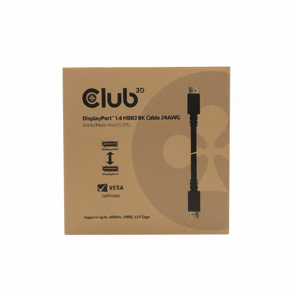 Club3d DisplayPort 1.4 HBR3 8K Cable 24AWG 2 Pack 4m length