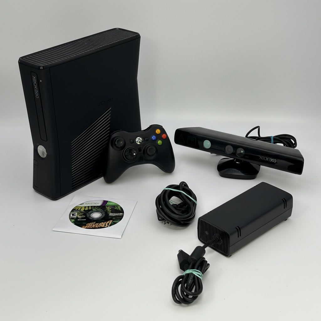 Xbox 360 S Slim Black (Model 1439) 4GB w/ Kinect & 1 Game - Tested
