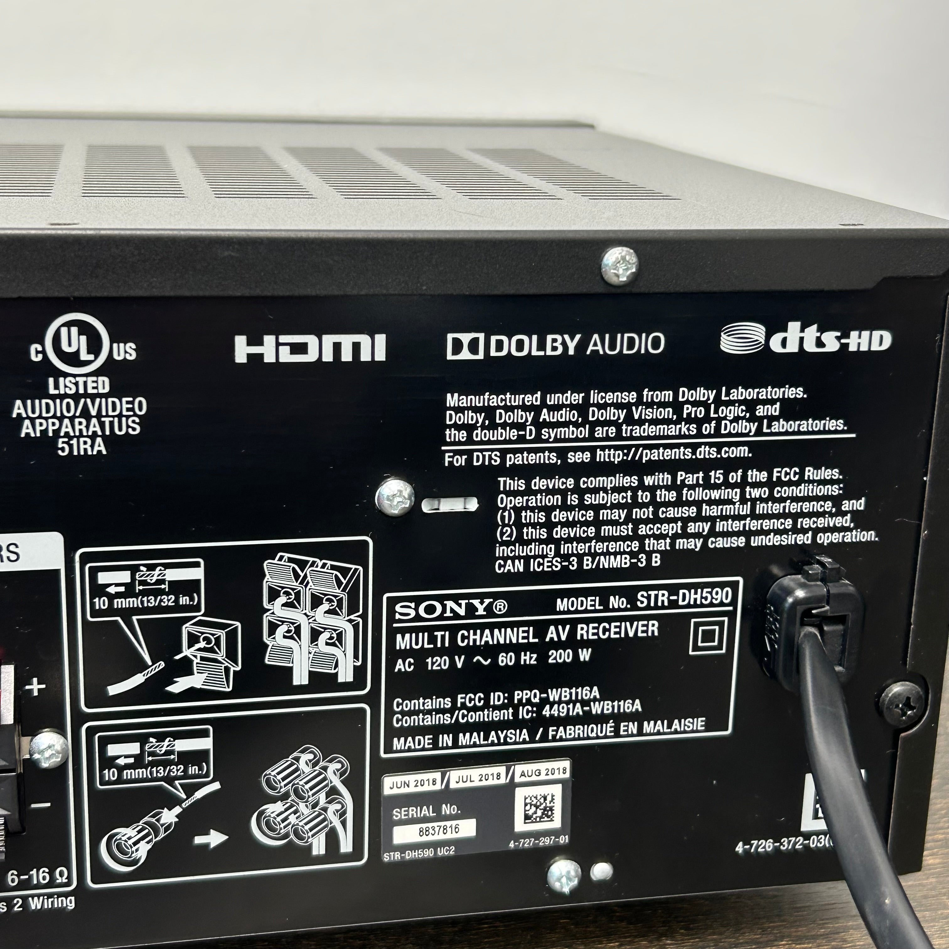 Sony STR-DH590 5.2 Multi Channel 4K HDR AV BT Home Theater Receiver Untested PICKUP ONLY
