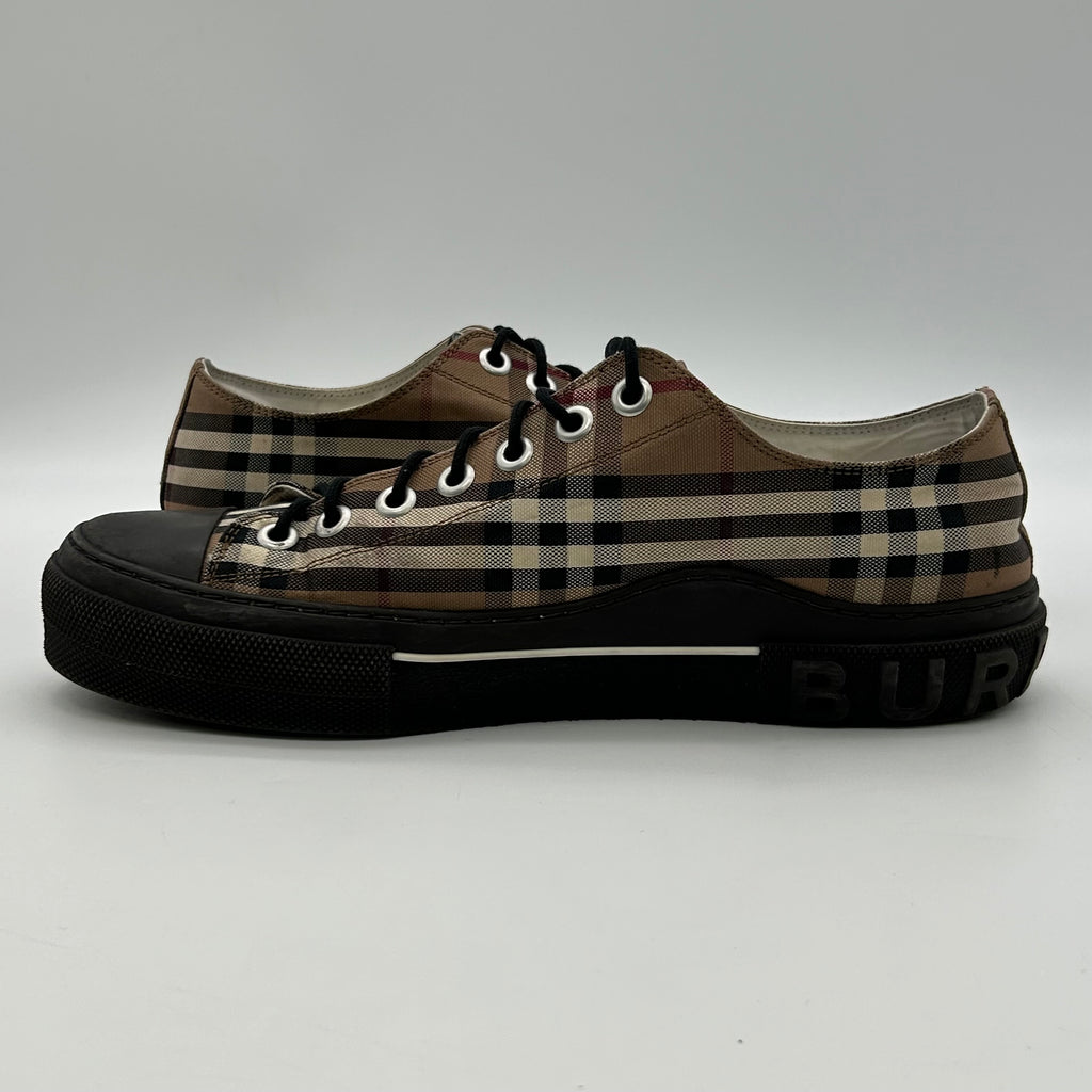 Burberry Vintage Check Sneakers Canvas Low Top Black Sole EU 44 US 11 Plaid Men’s