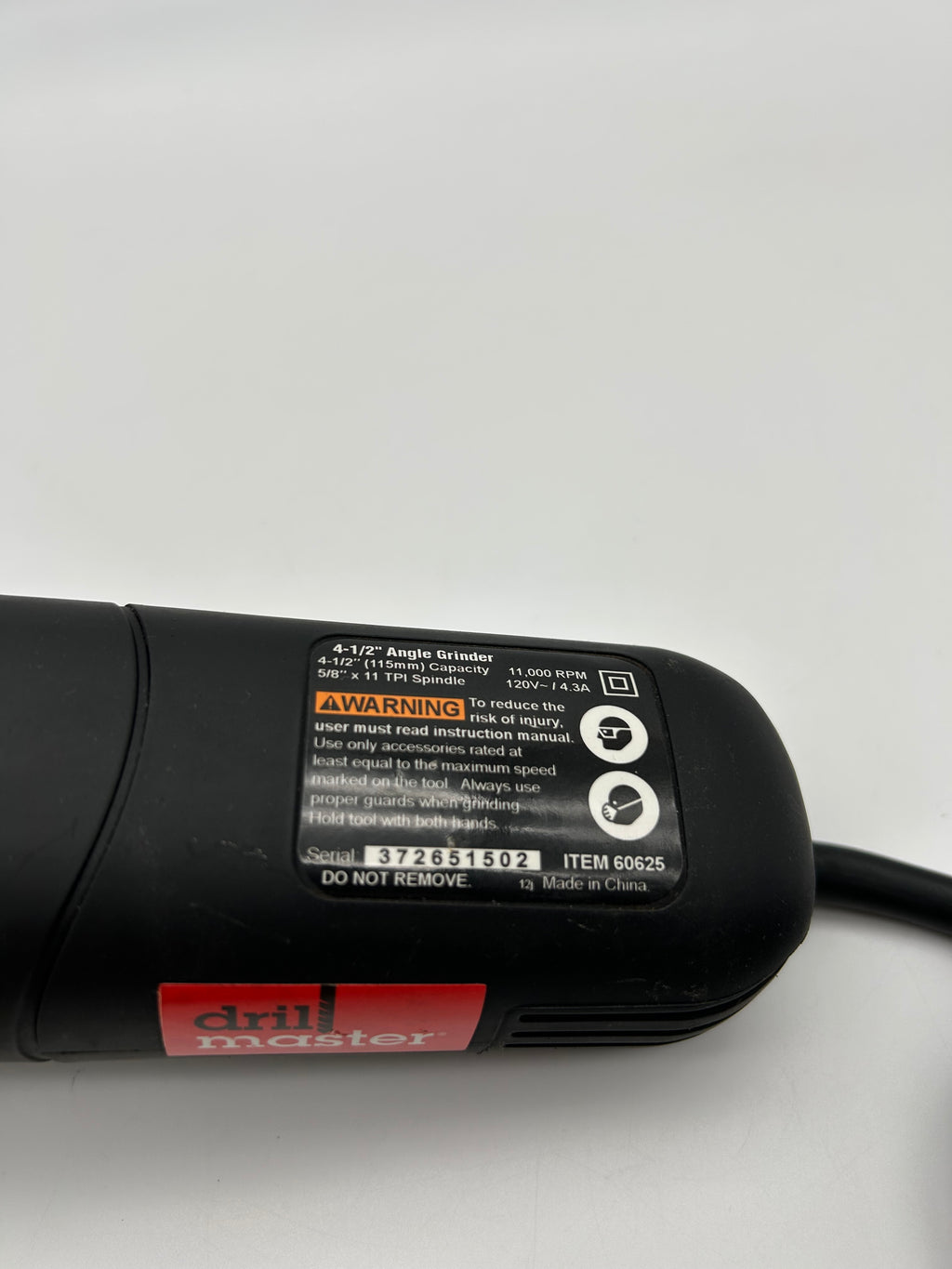 Drill Master 4-1/2" Angle Grinder 60625 - Black