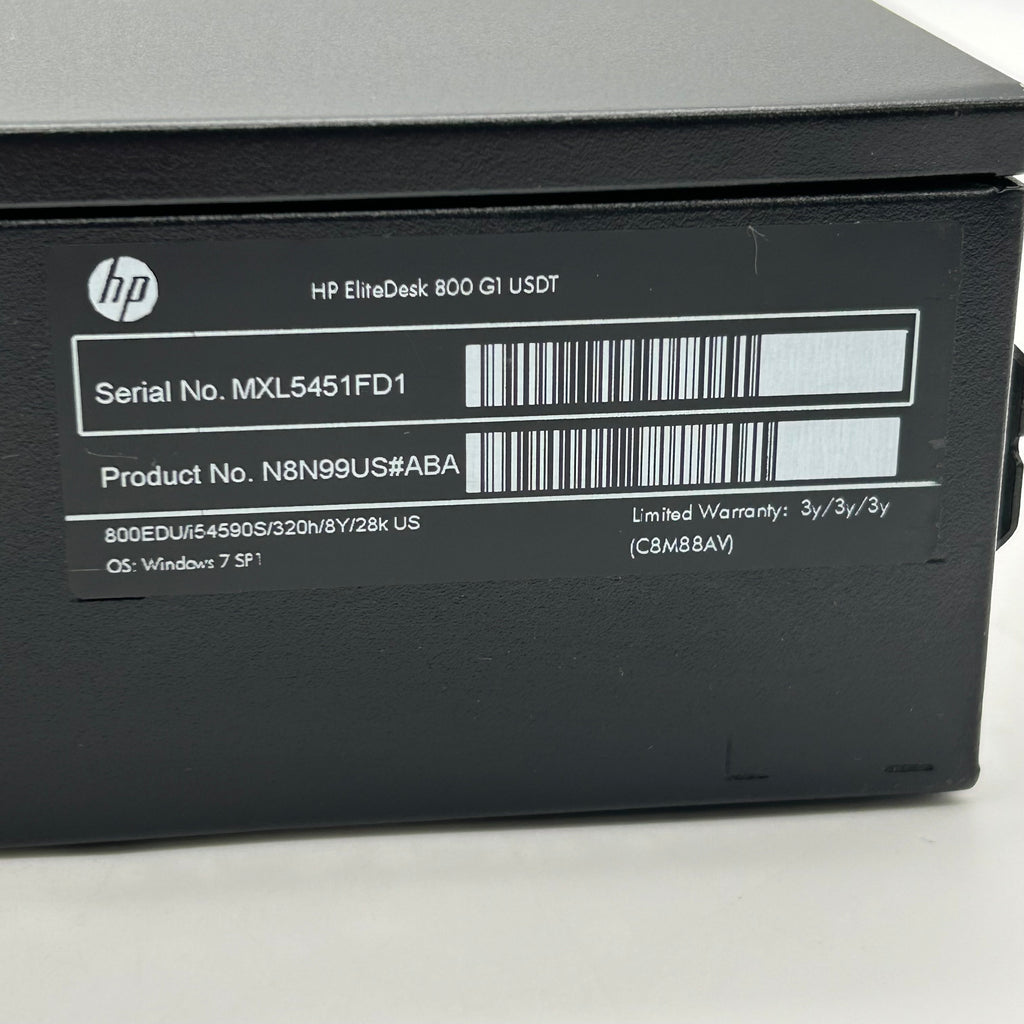 HP EliteDesk 800 G1 USDT i5-4590S 3.0GHz 8GB RAM 300GB HDD Win 10 PC With Power Cord