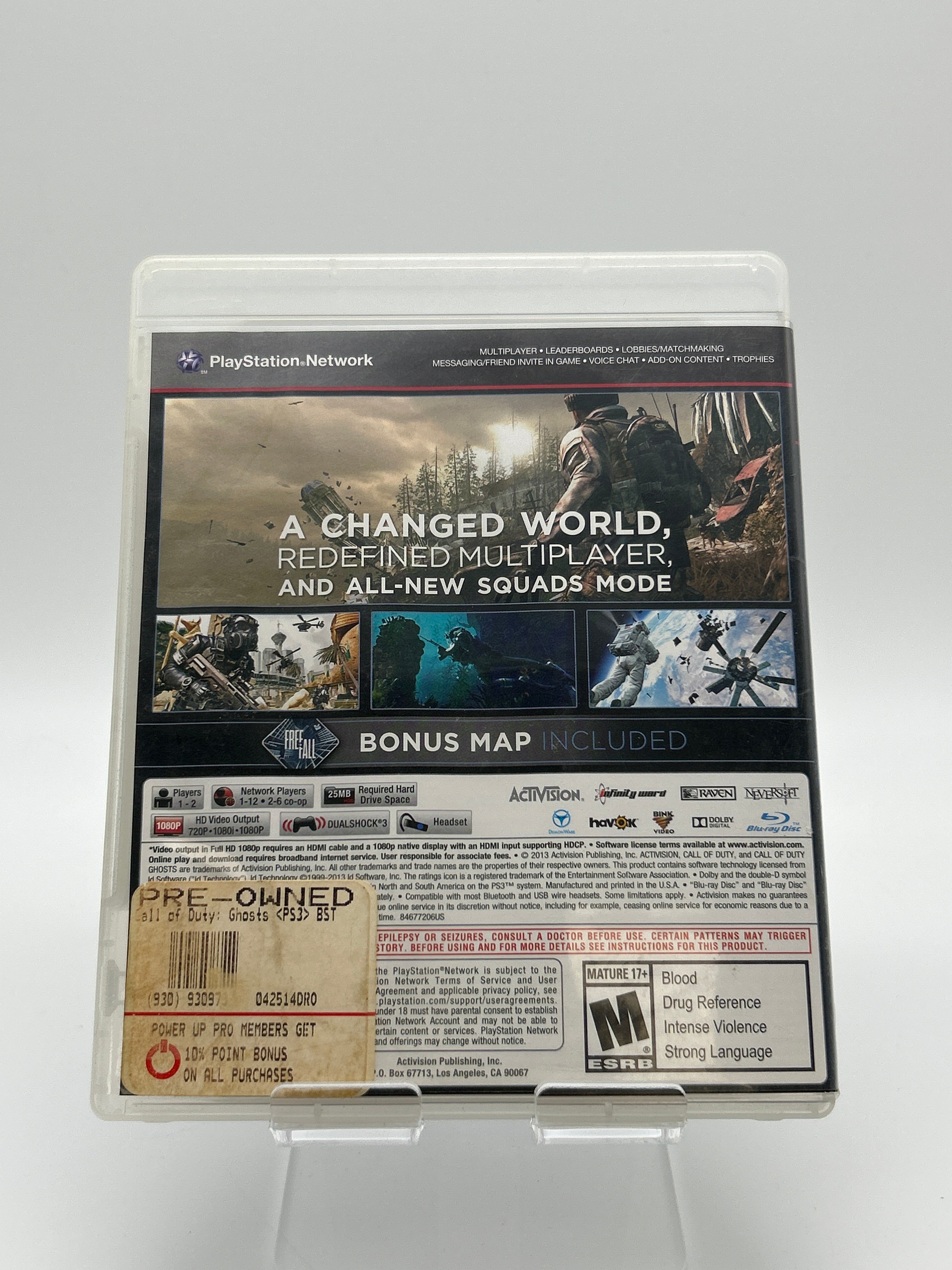 Playstation 3 Call of Duty Ghosts Video Game With Manual and Case - Used