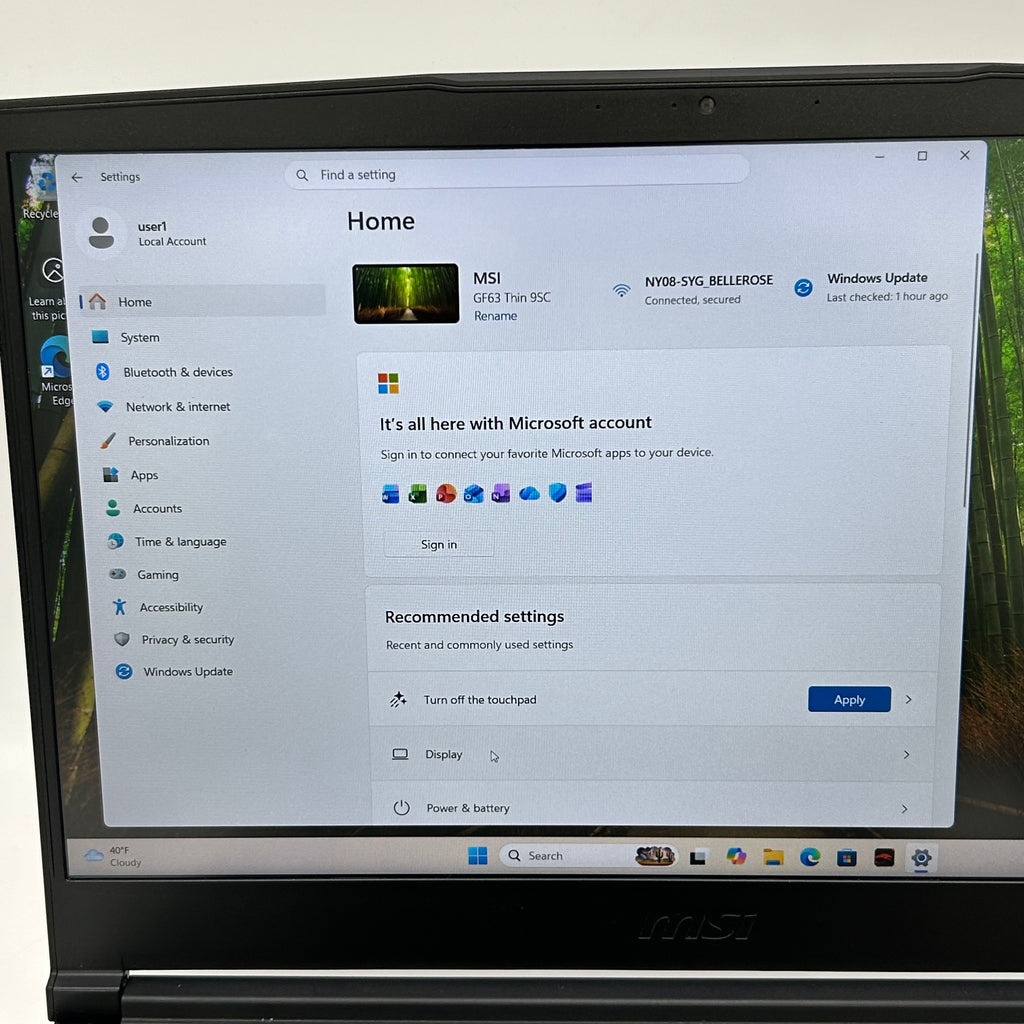 MSI GF63 Thin 15.6" Gaming Laptop | i7-9750H | GTX 1650 | 512GB (Trackpad Issue) - Used