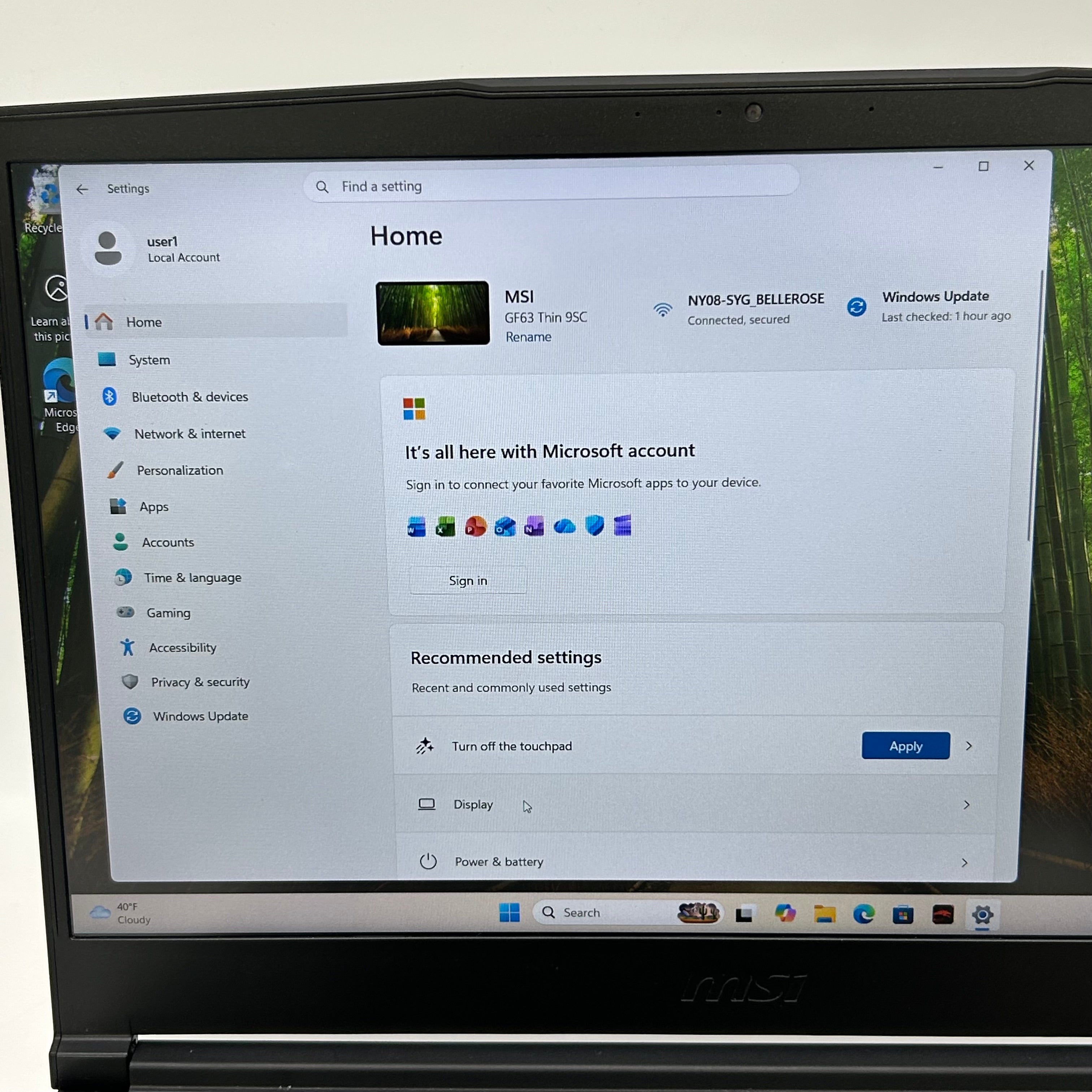 MSI GF63 Thin 15.6" Gaming Laptop | i7-9750H | GTX 1650 | 512GB (Trackpad Issue) - Used