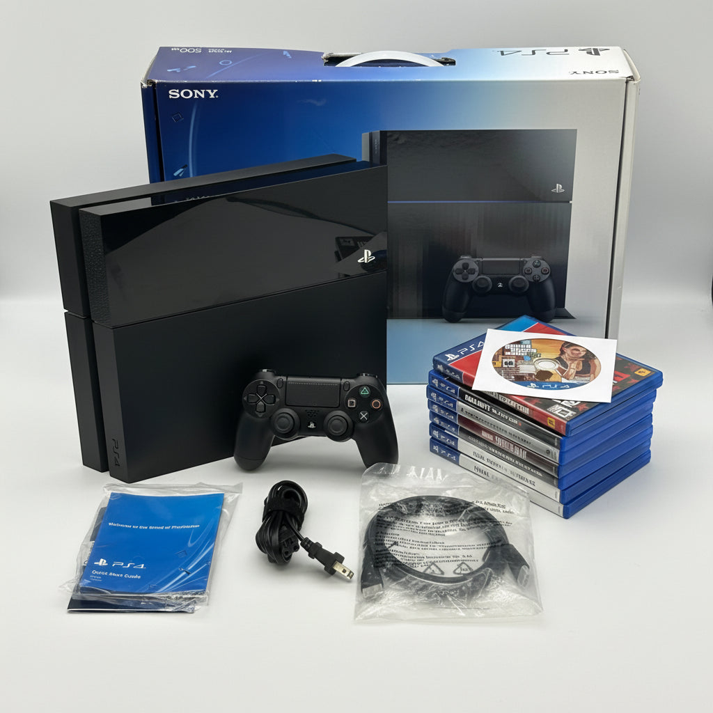 Sony PlayStation 4 PS4 500GB Black Console CUH-1115A Bundle, Controllers - TESTED w/ 8 Games