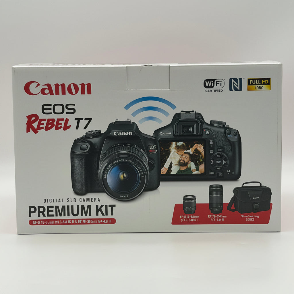 NEW Canon EOS Rebel T7 24.1MP Digital Camera - Black (Kit with 18-55mm and 75-300mmg