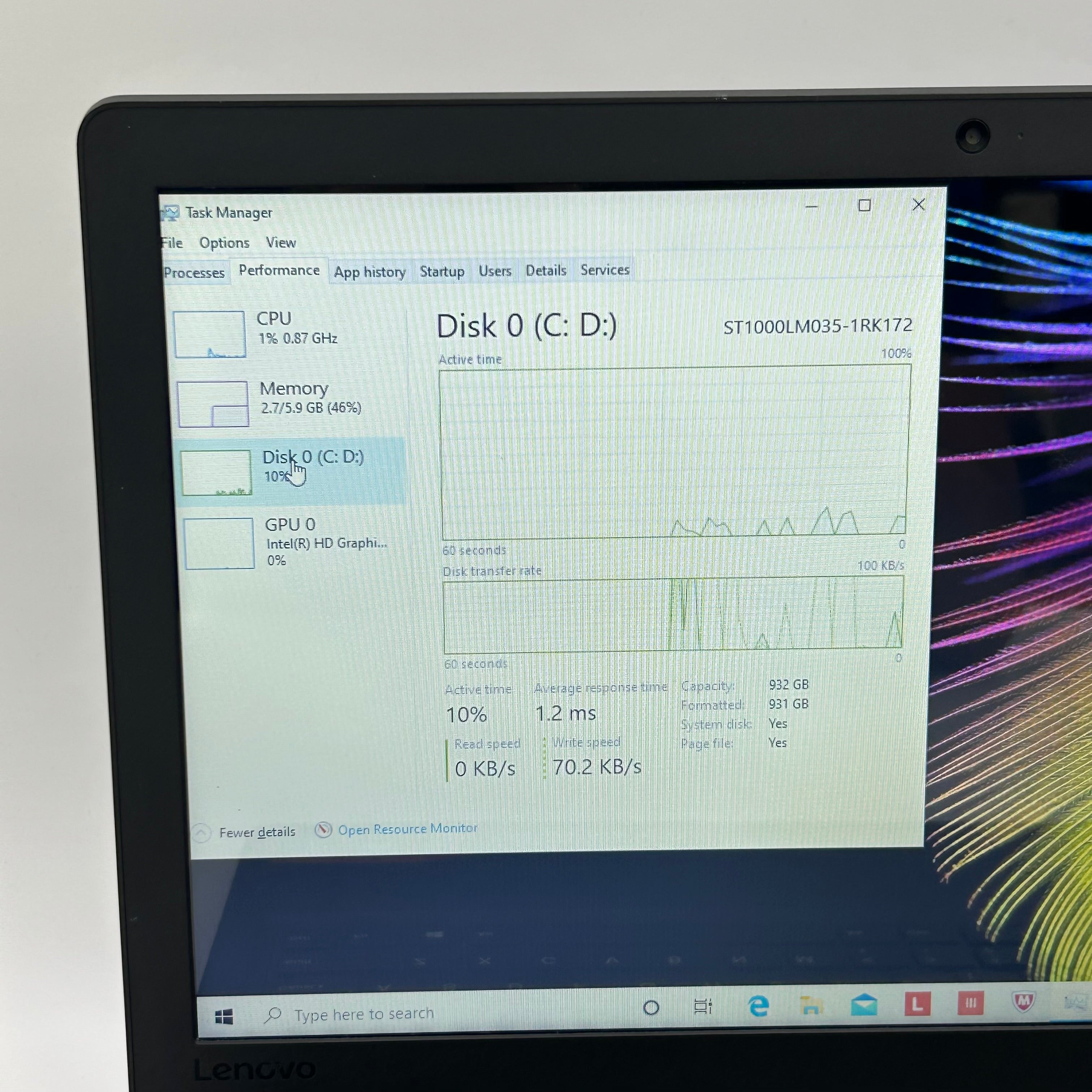 Lenovo IdeaPad 110‑15ISK 15.6" HD i3 6100U 6 GB RAM 1 TB HDD Black