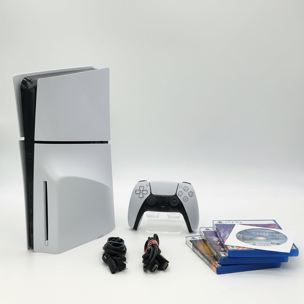 Sony PlayStation 5 Slim Disc Edition Console (CFI-2015) w/ 4 Games, Cords, Controller