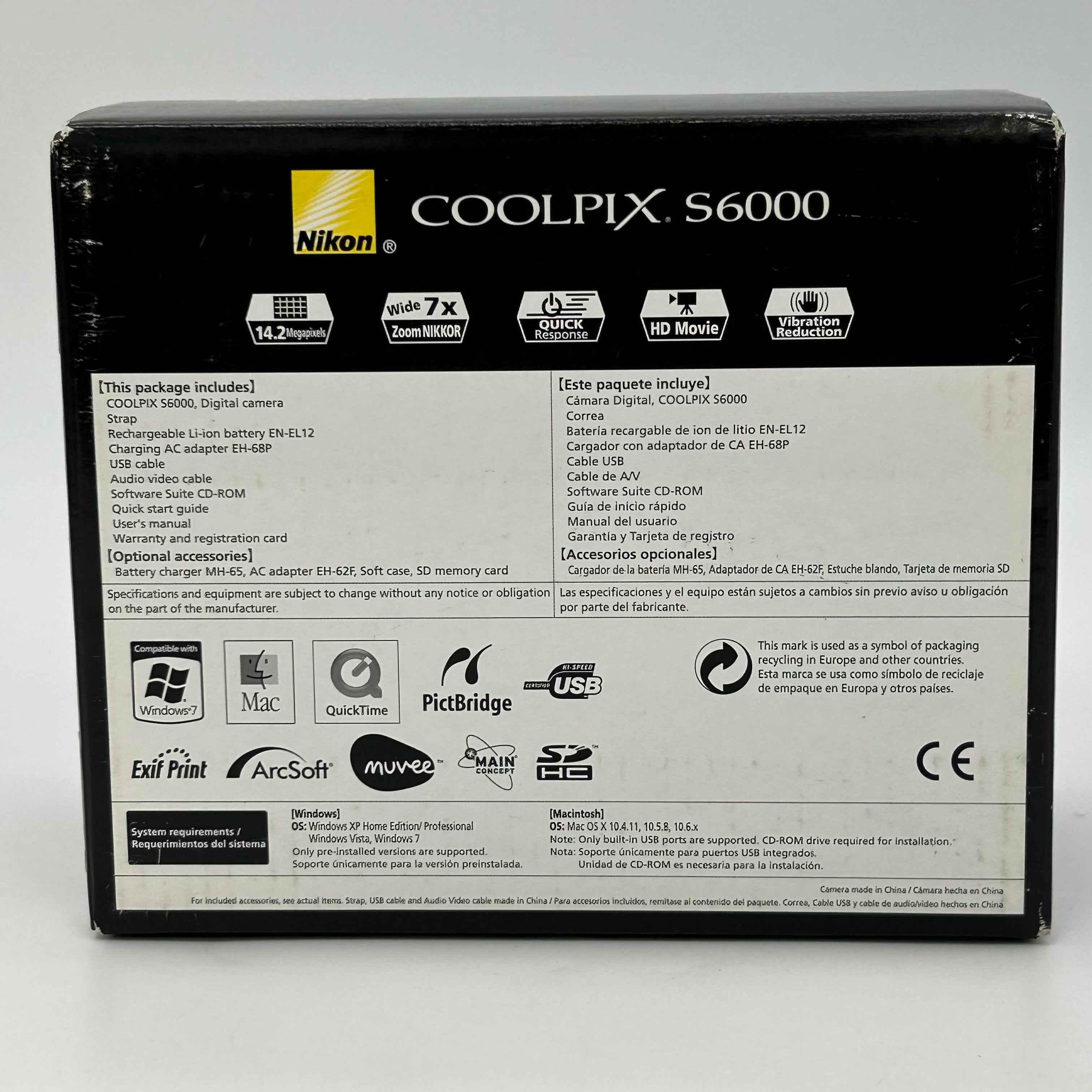 Nikon COOLPIX S6000 14.2MP Digital Camera Bronze - Bundle With Box & Case - VGC