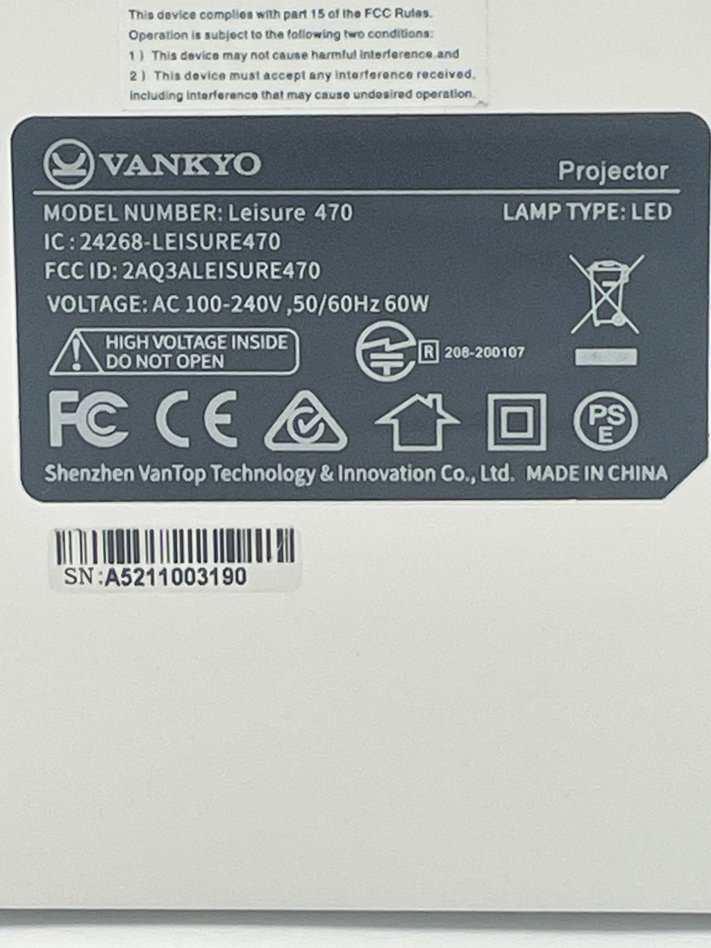 VANKYO Leisure 470 LCD Projector 1080p HDMI USB AV SD Portable w/ Case