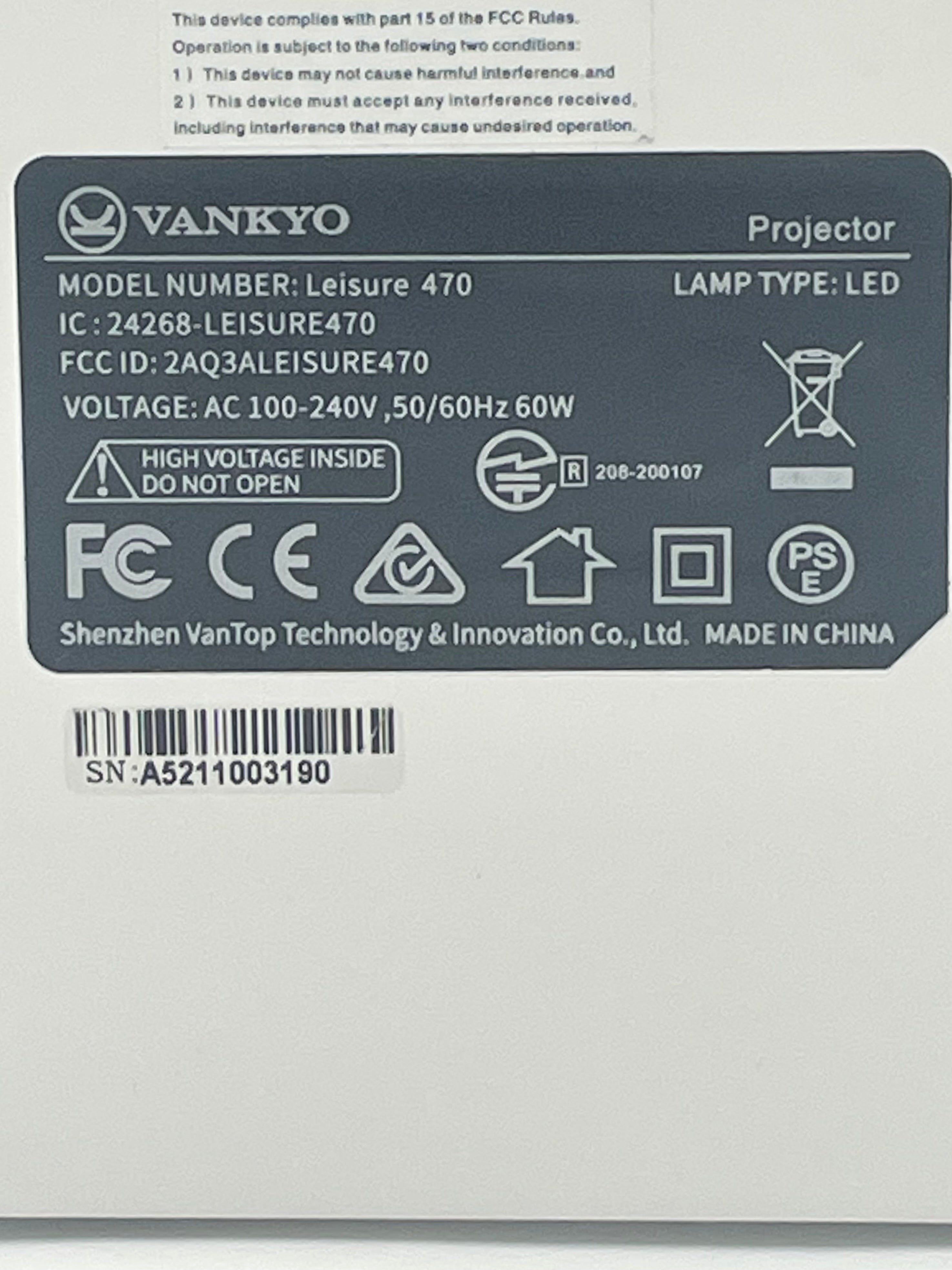 VANKYO Leisure 470 LCD Projector 1080p HDMI USB AV SD Portable w/ Case