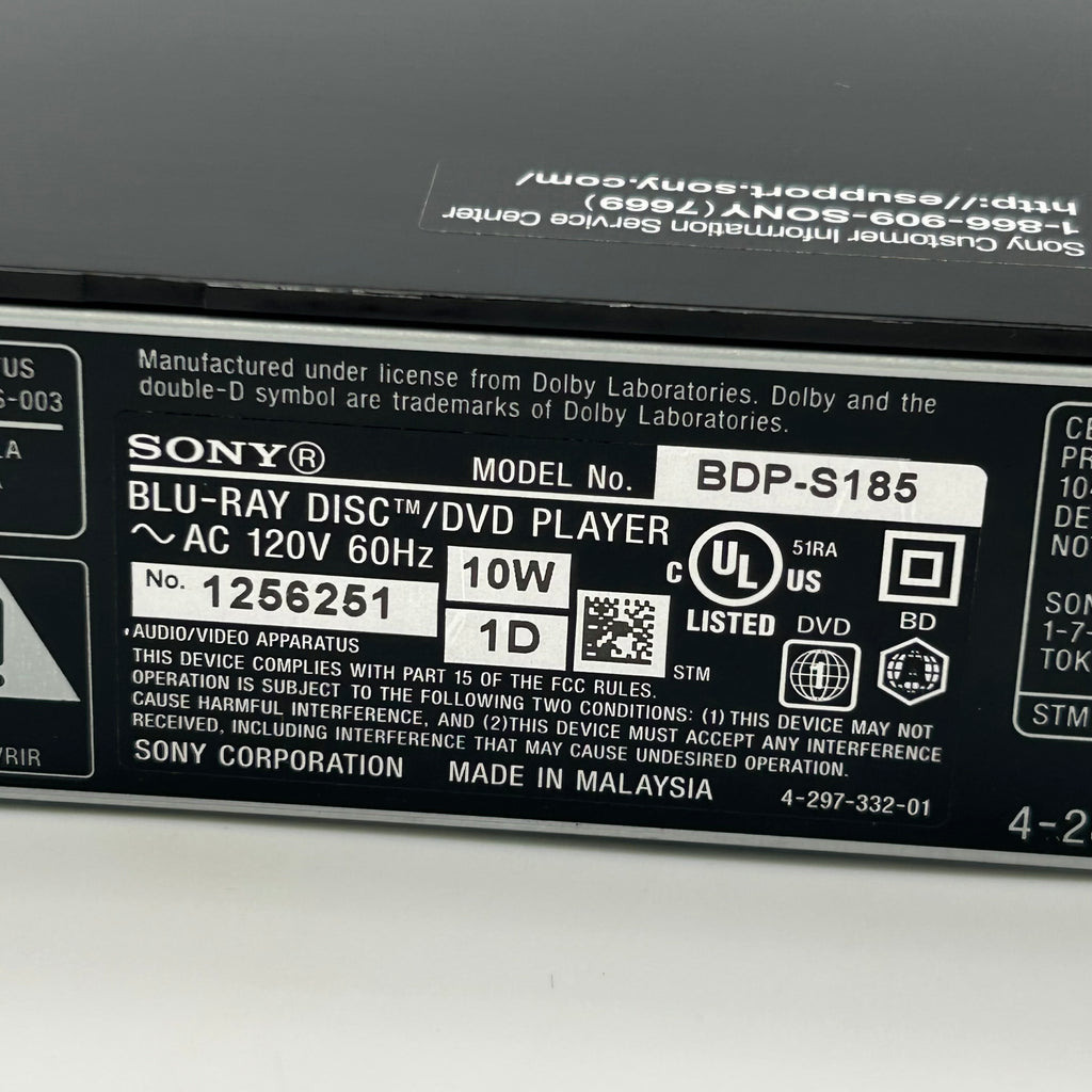 Sony BDP-S185 Blu-Ray Disc DVD Player Black  No Remote - Untested, Parts Only