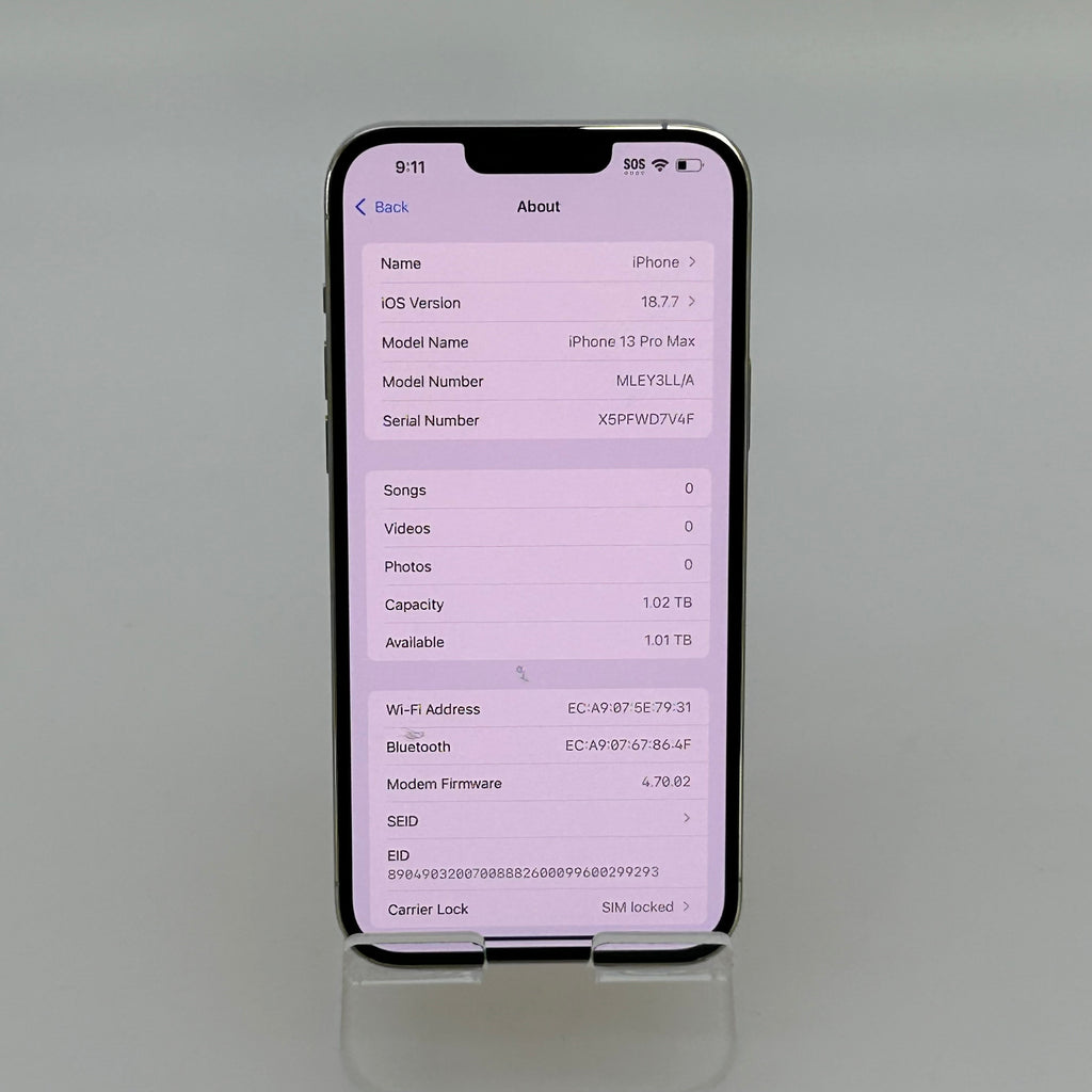 AT&T Apple iPhone 13 Pro Max 1TB Silver  84% BH A2484 MLEY3LL/A iOS 18.7.7