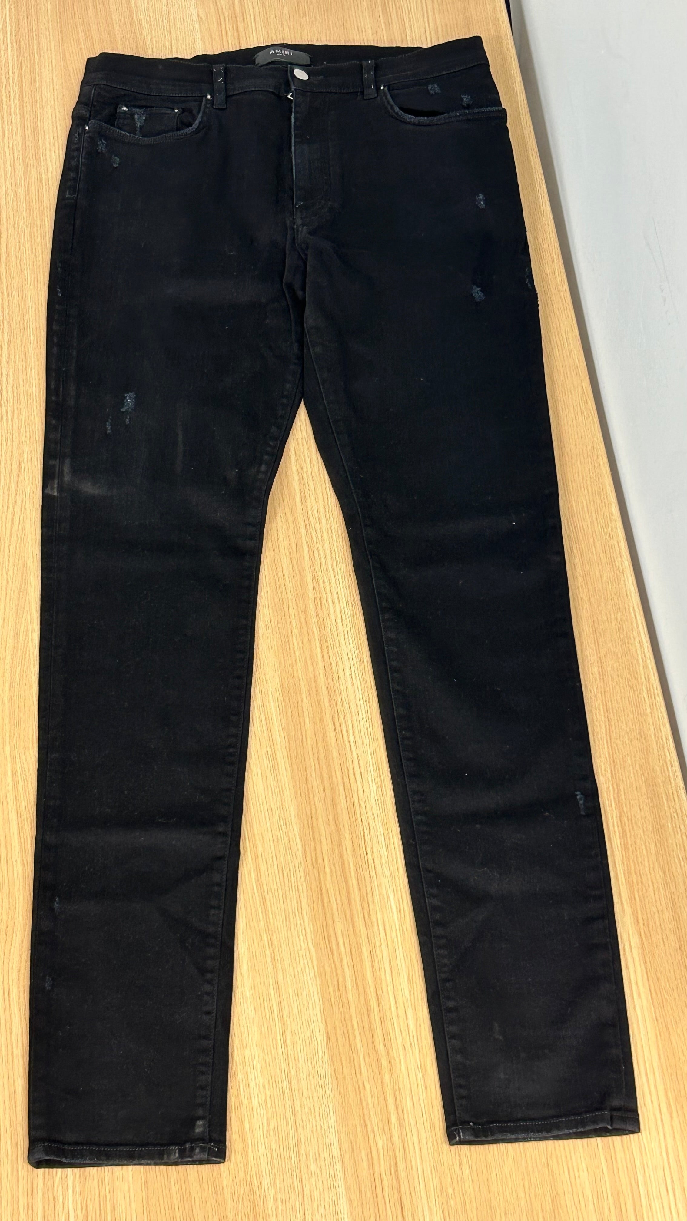 Amiri Men's Black Distressed Denim Skinny Jeans Size 36