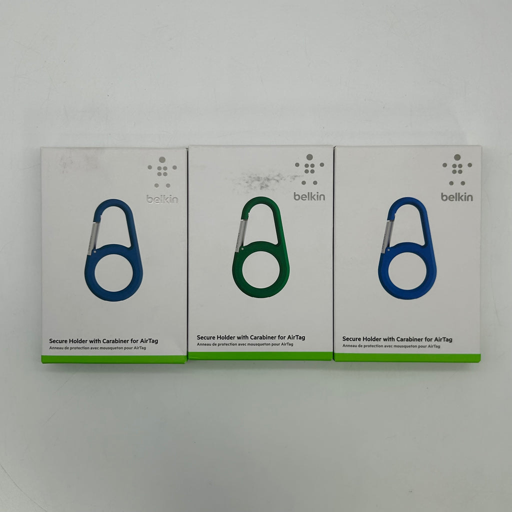 Belkin Secure Holder with Carabiner for Apple AirTag MSC008 - 3 Pack (Blue/Green)