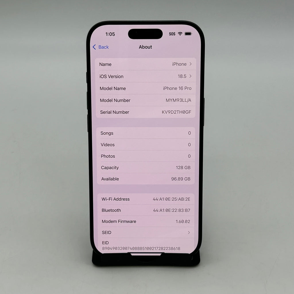 Apple iPhone 16 Pro - 128GB - Black Titanium (AT&T) - 100%BH - Read