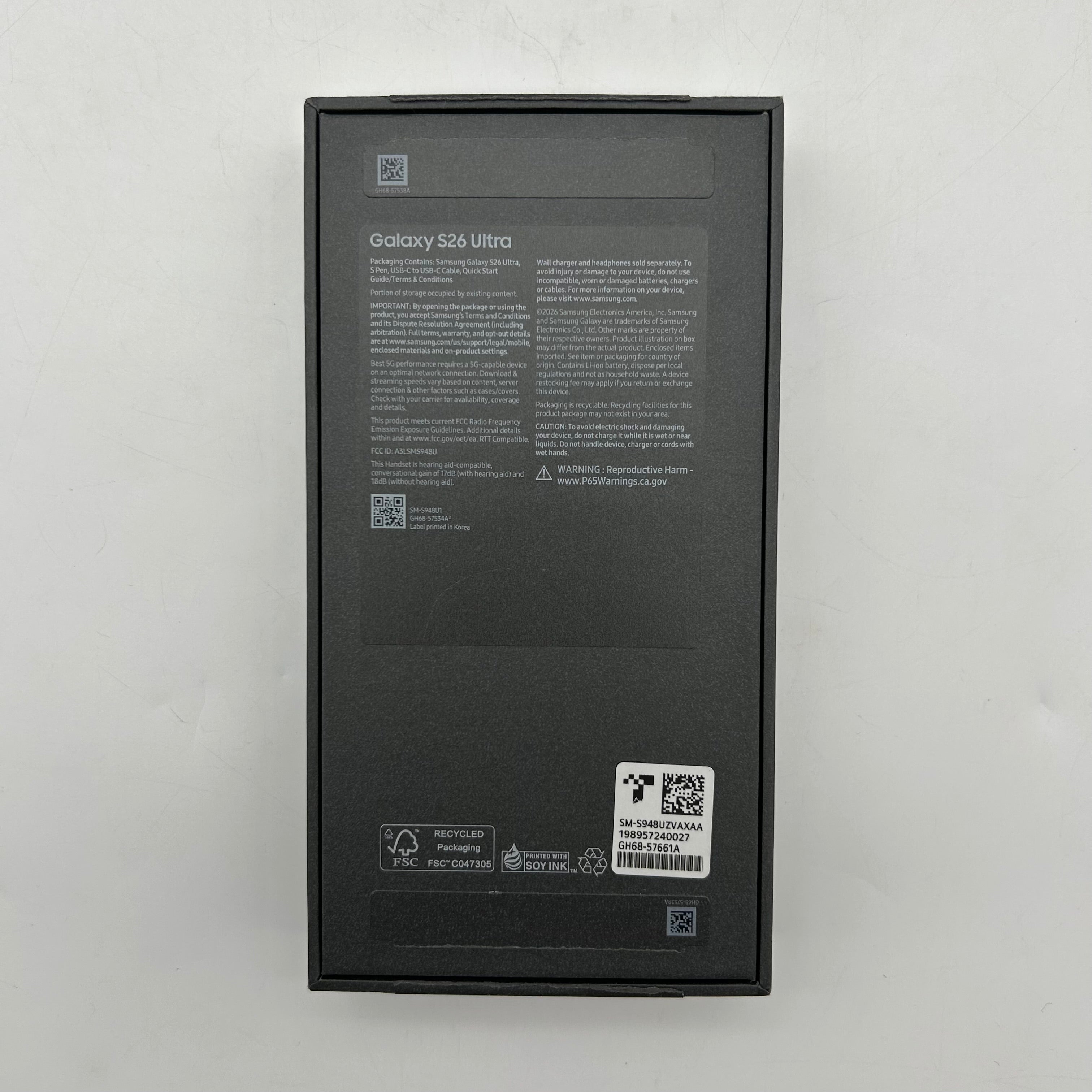 Factory Unlocked Samsung Galaxy S26 Ultra 12GB RAM 256GB SM-S948U1 Cobalt Violet