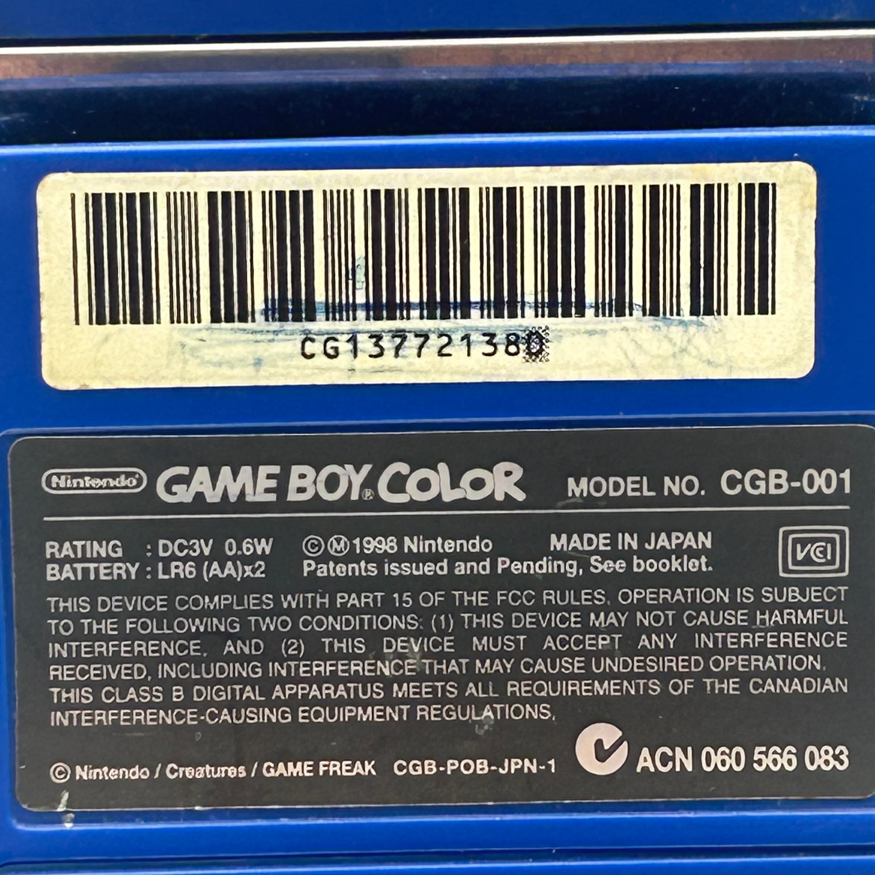 Nintendo Game Boy Color Console Pokemon CGB-001