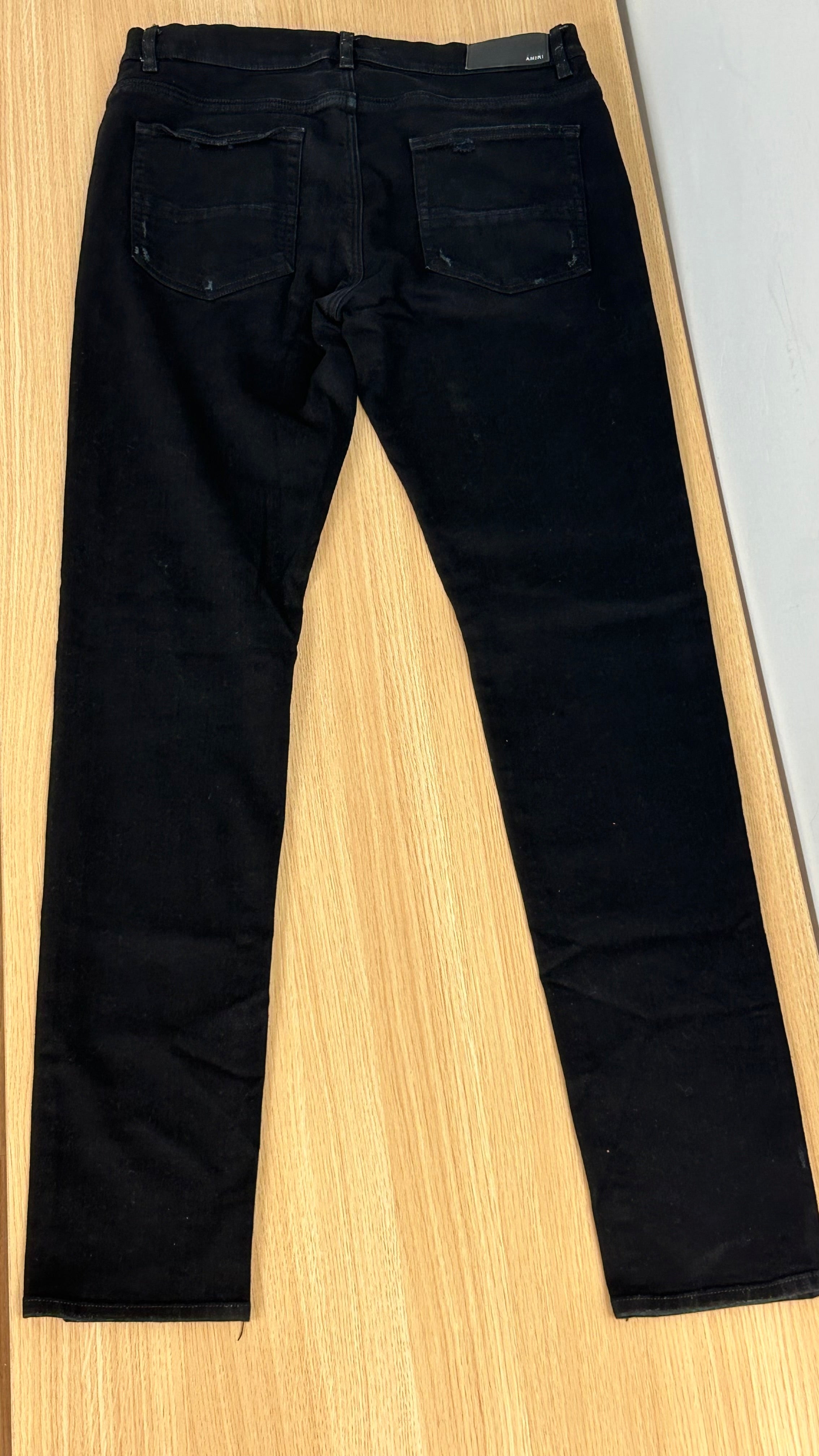 Amiri Men's Black Distressed Denim Skinny Jeans Size 36