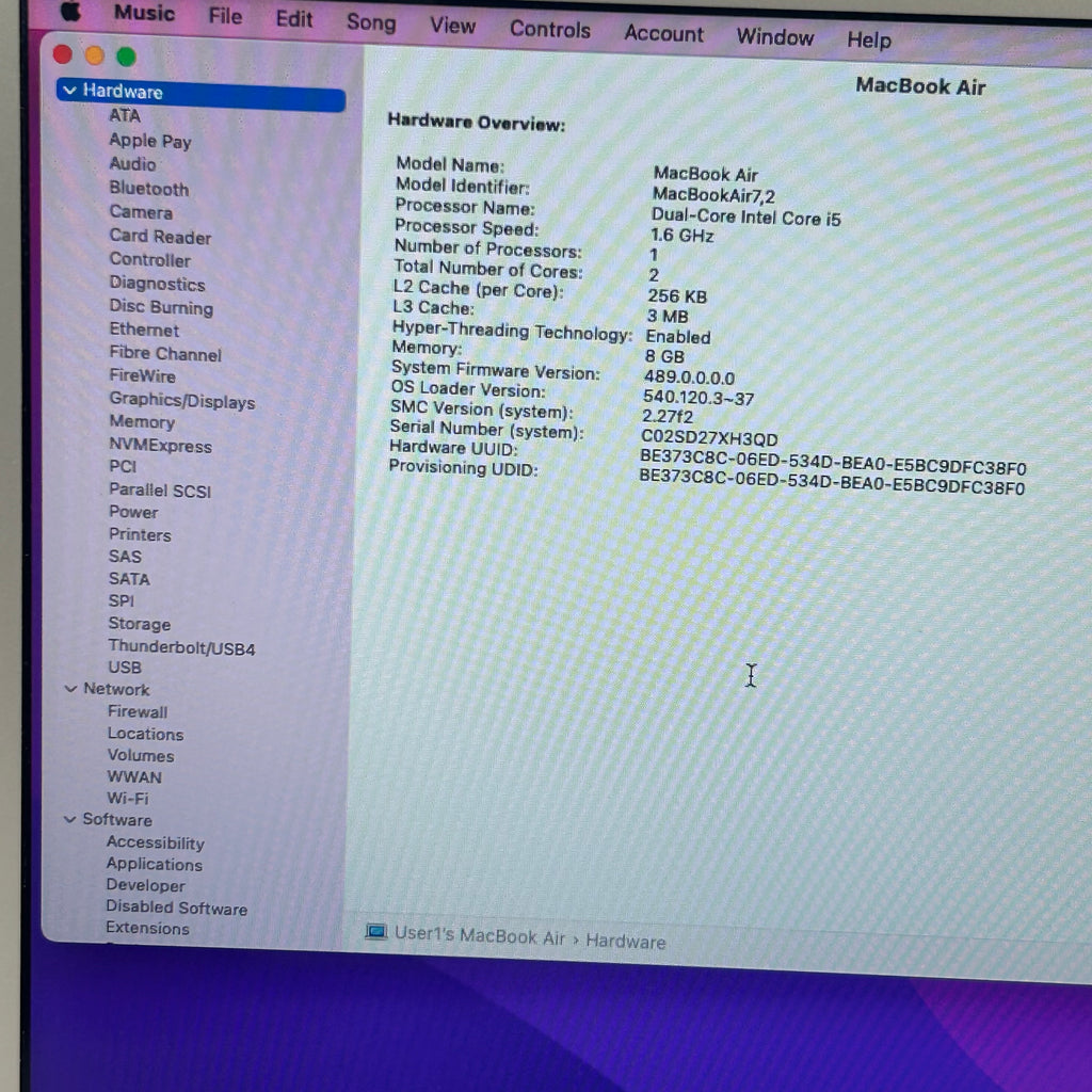 Apple MacBook Air 2015 | A1466 | I5 1.6GHz | 128GB SSD 8GB