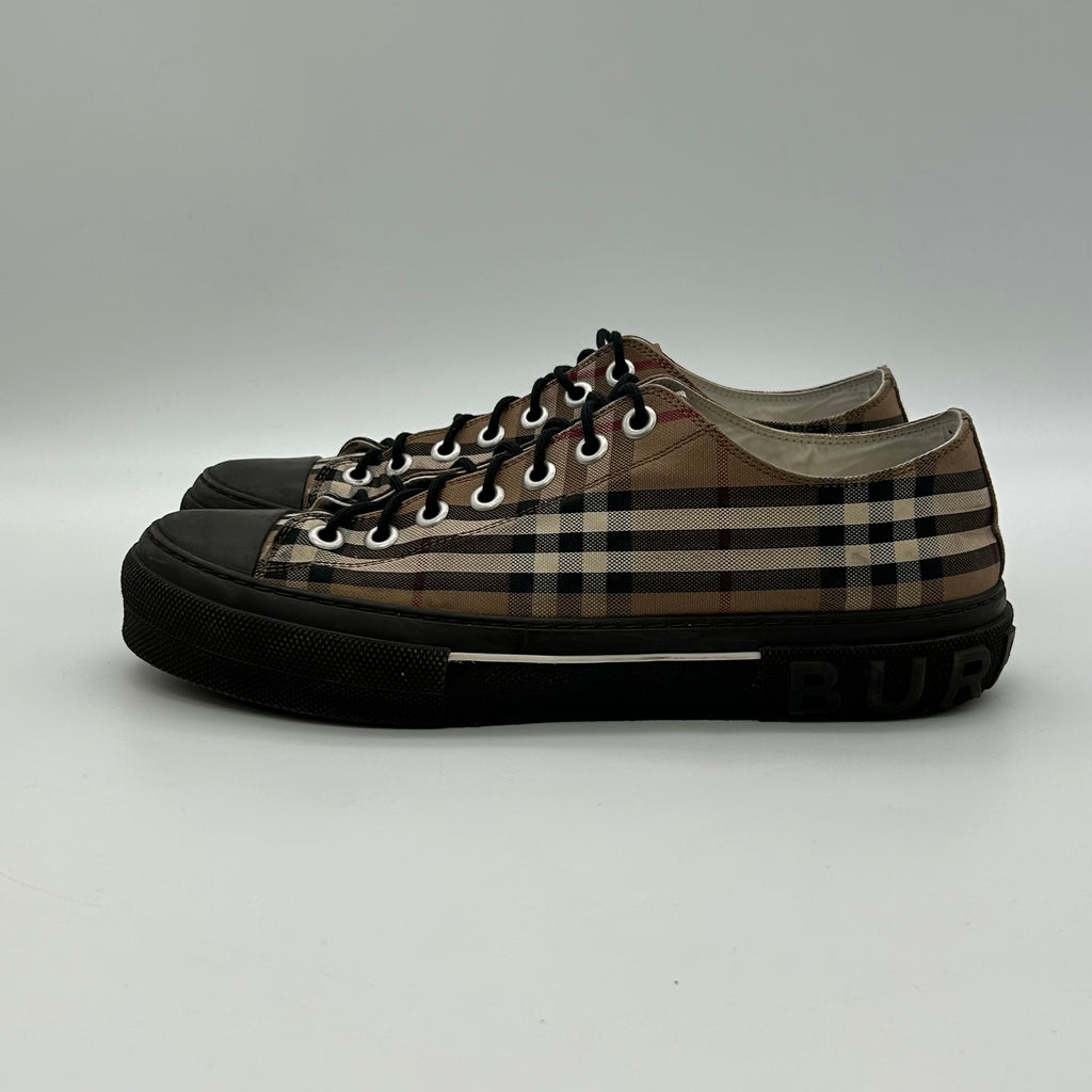 Burberry Vintage Check Sneakers Canvas Low Top Black Sole EU 44 US 11 Plaid Men’s