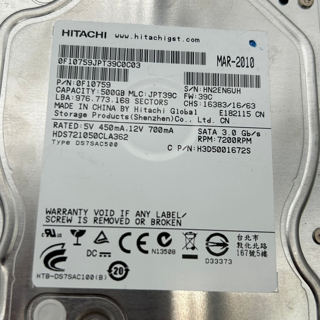 Lot of 16 Hitachi 500GB 3.5" SATA Hard Drives HDS721050CLA362 Bulk Untested