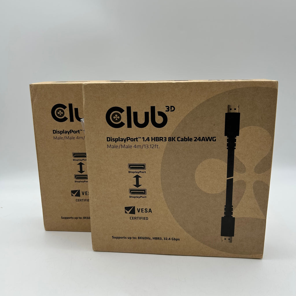 Club3d DisplayPort 1.4 HBR3 8K Cable 24AWG 2 Pack 4m length