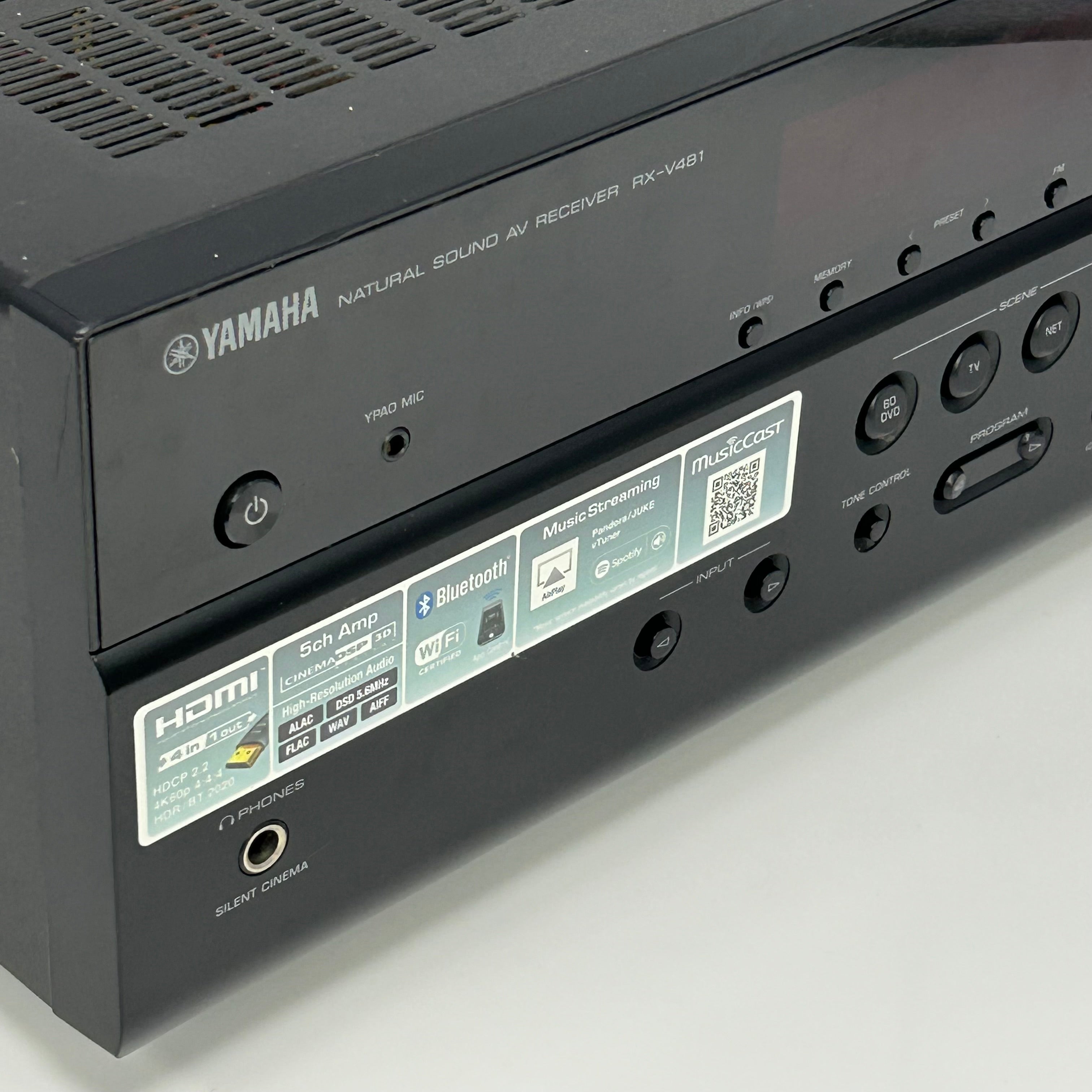 Black Yamaha RX-V481 5.1 Channel AV Receiver Wi-Fi Bluetooth Home Theater - Untested - Parts Only