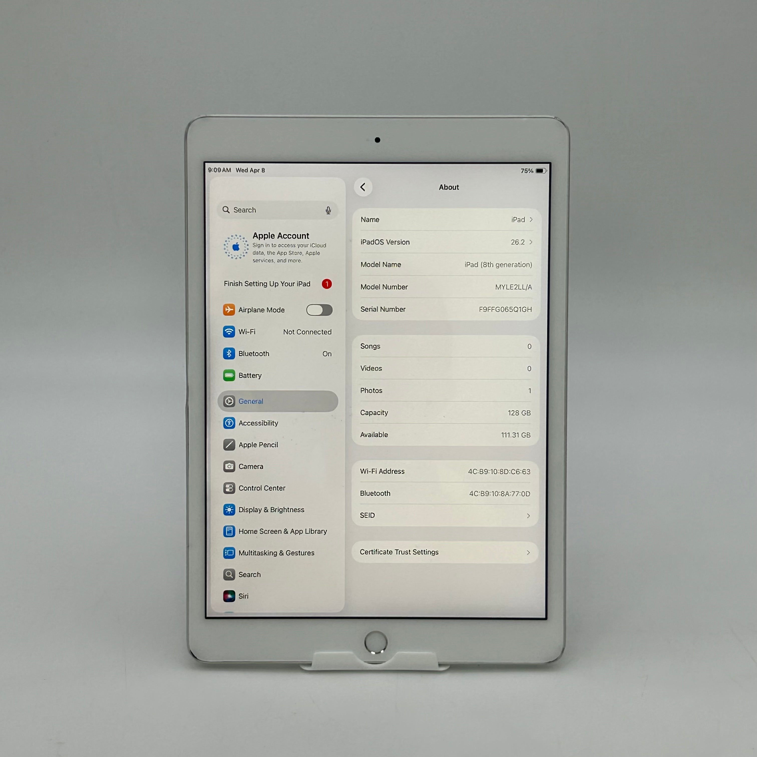Apple iPad 8th Gen A2270 (Wi-Fi) - 128GB - Silver