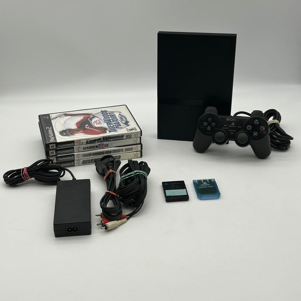 Sony PlayStation 2 PS2 Slim Black Console Bundle SCPH-75001