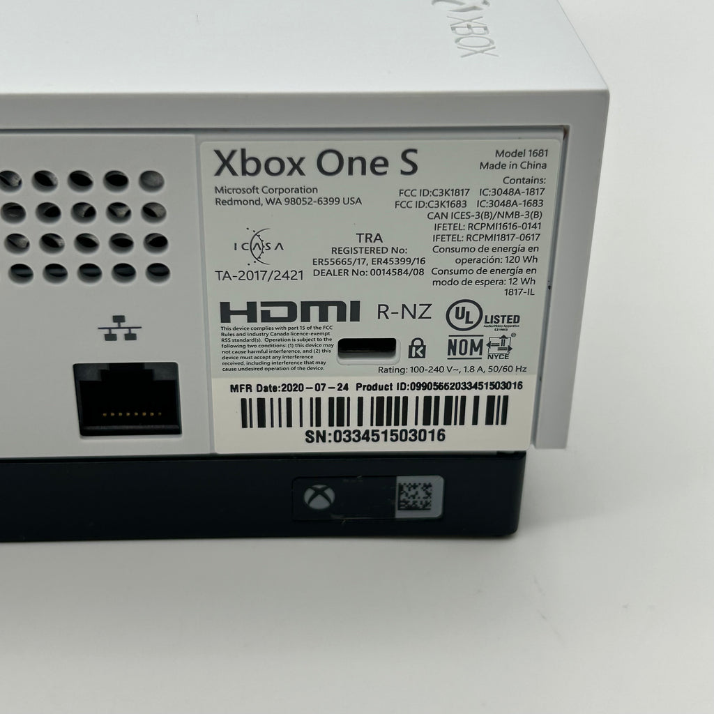 Microsoft Xbox One S 1681 1TB White Console w/ Controller & Cables  - Tested