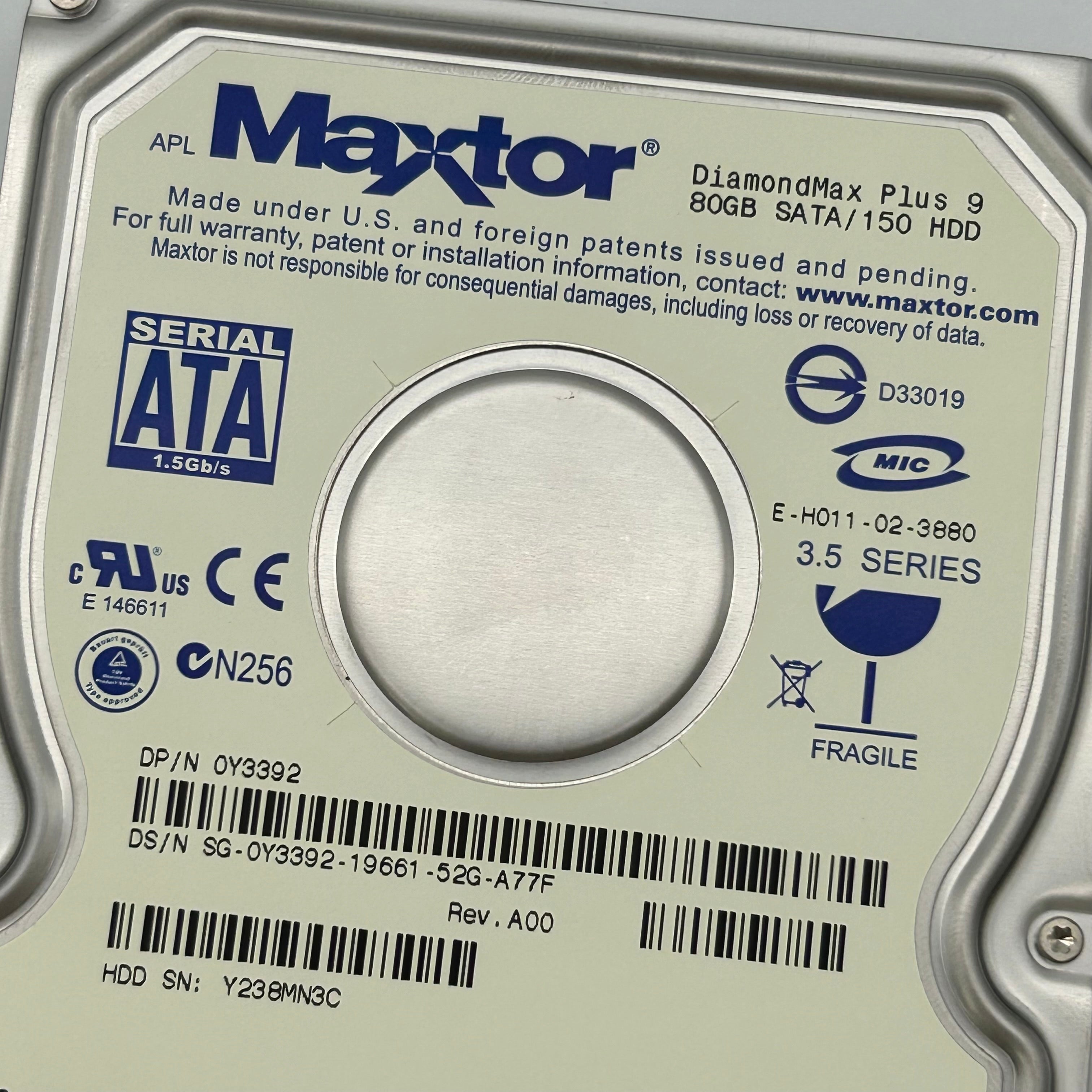 Maxtor DiamondMax Plus 9 80GB SATA 133 HDD 3.5" Hard Drive - Silver - Used