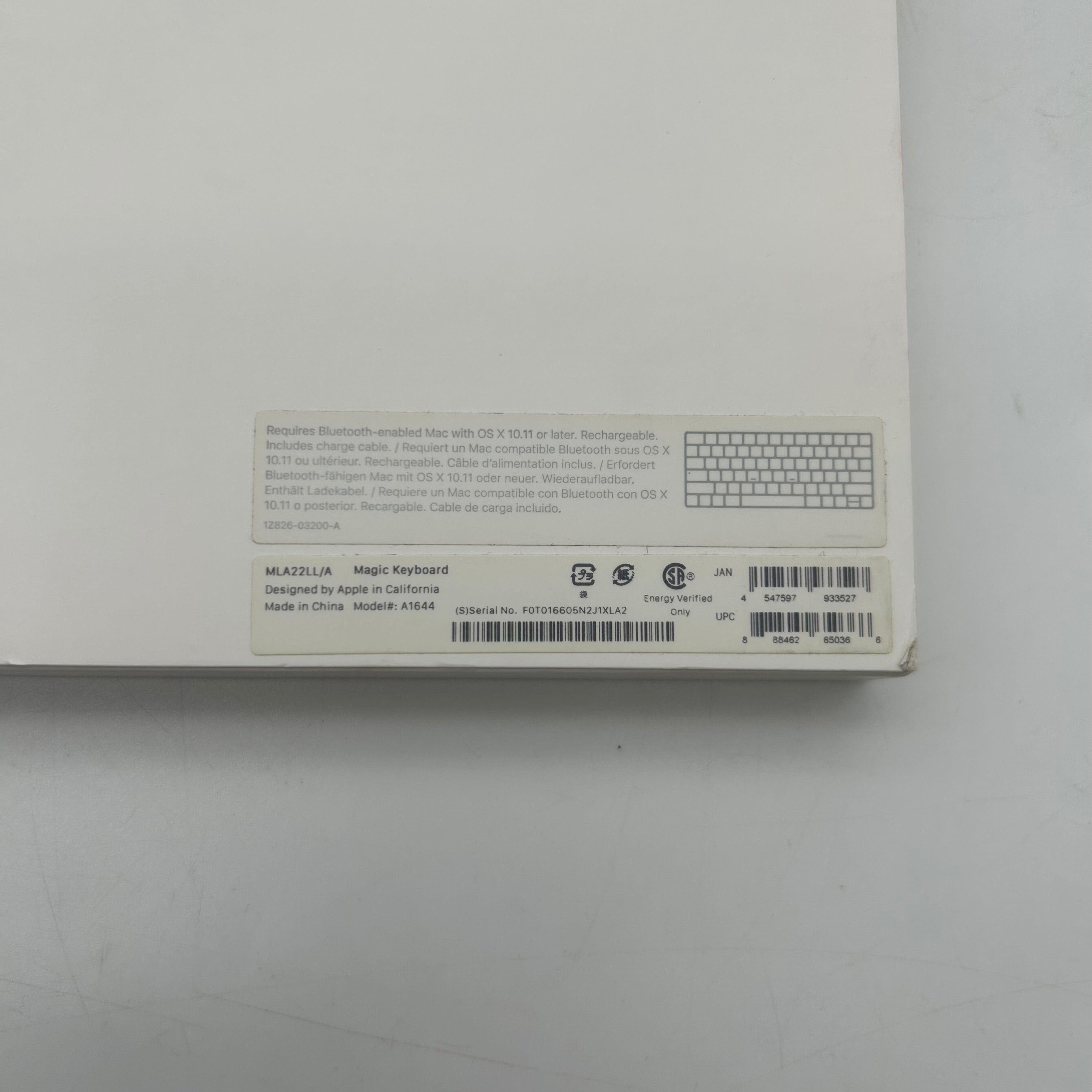 Apple Magic Keyboard MLA22LL/A A1644 Rechargeable Wireless Bluetooth